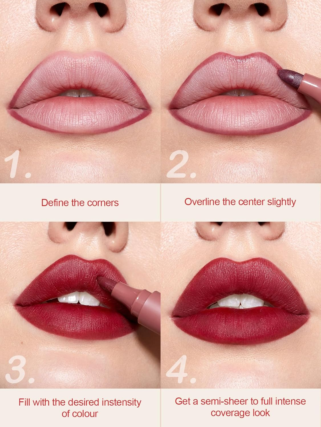 SHEGLAM Love Stained Lip Tint Marker Matte Red Lip Stain Pen Highly Pigmented Long-Lasting Lip Liner Contour Tint Lip Makeup-It Girl - Bright Side image number 2