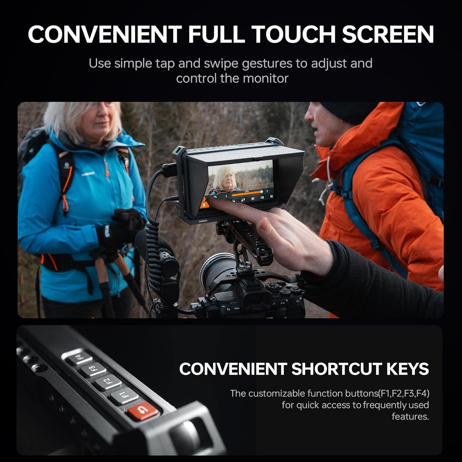 VILTROX DC-X2 2000 Nits Camera Field Monitor Kit with Rig Cage 6 Inch Touchscreen DSLR Monitor with 1920X1080 IPS 4K HDMI Loop In/Out 3D Luts Waveform Video Peaking Focus Assist Battery Sunshade Hood image number 6