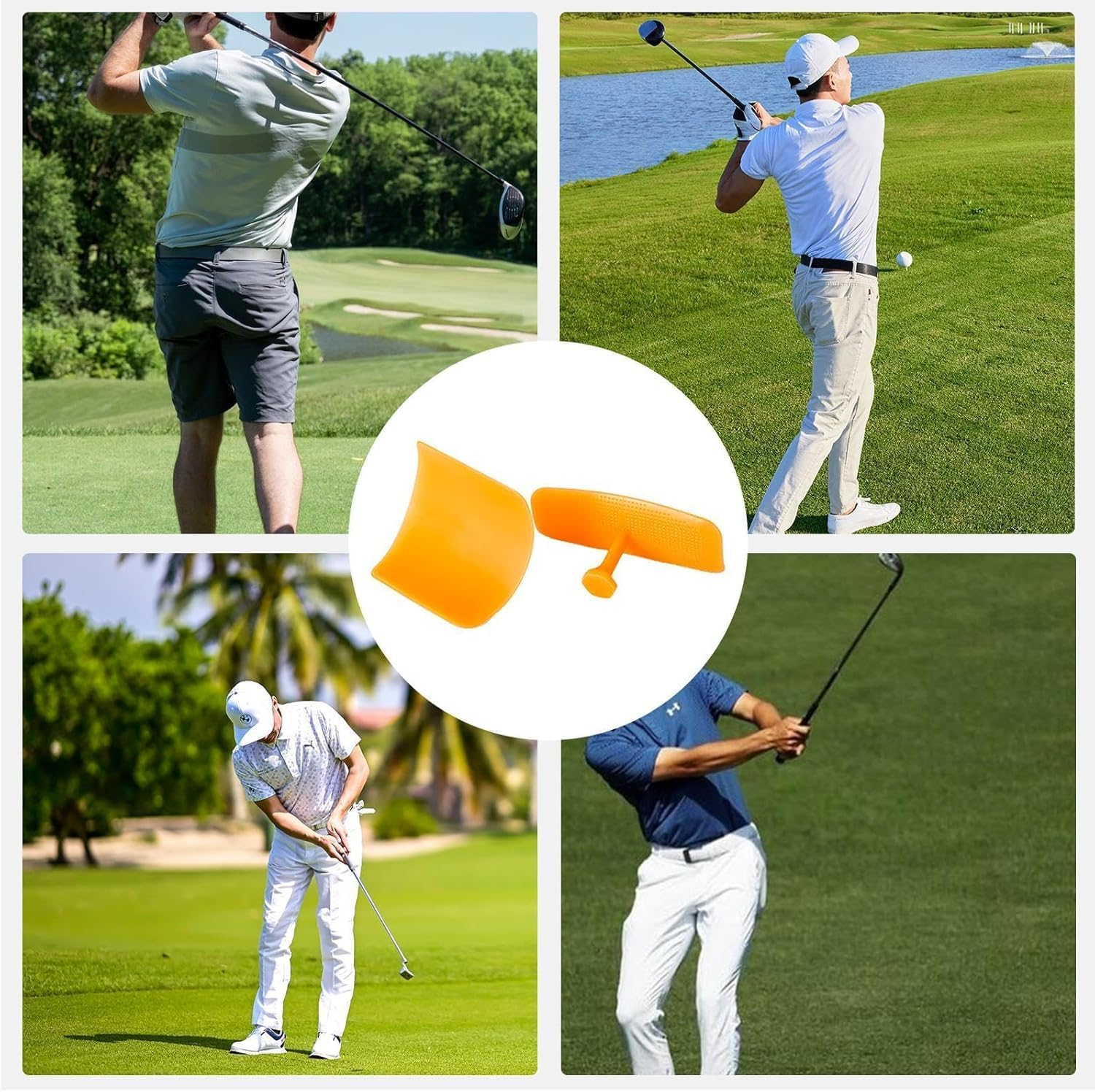 Liyquint 2 Pieces Silicone Non-Slip Golf Training Aids, Golf Club Swing Grip Mats, Golf Grip Mats, Golf Training Grip Aids, Suitable for Outdoor and Indoor Golf Grip Exercises