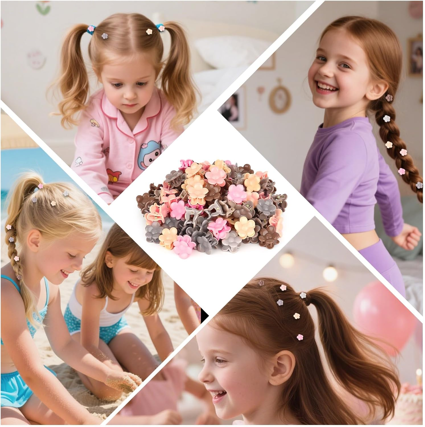 Srotmirw Small Flower Hair Clips, Pack of 100 Flower Clips Hair for Women and Girls to Choose from in Everyday Life image number 1