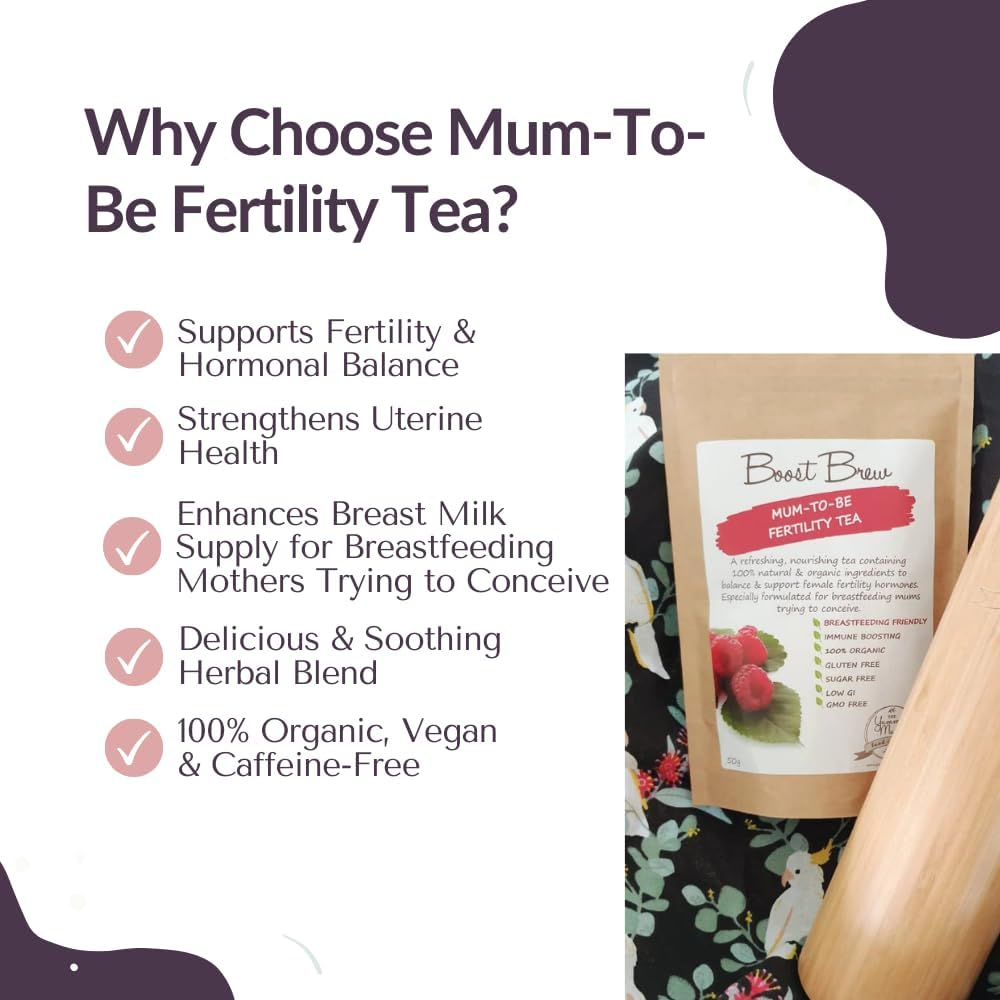Yummy Mummy Food Company Mum-To-Be Fertility Tea | Hormone Balancing Herbal Tea with Raspberry Leave, Nettle, Shatavari & Chaste Berry &ndash; Natural & Caffeine-Free | 20 Serves