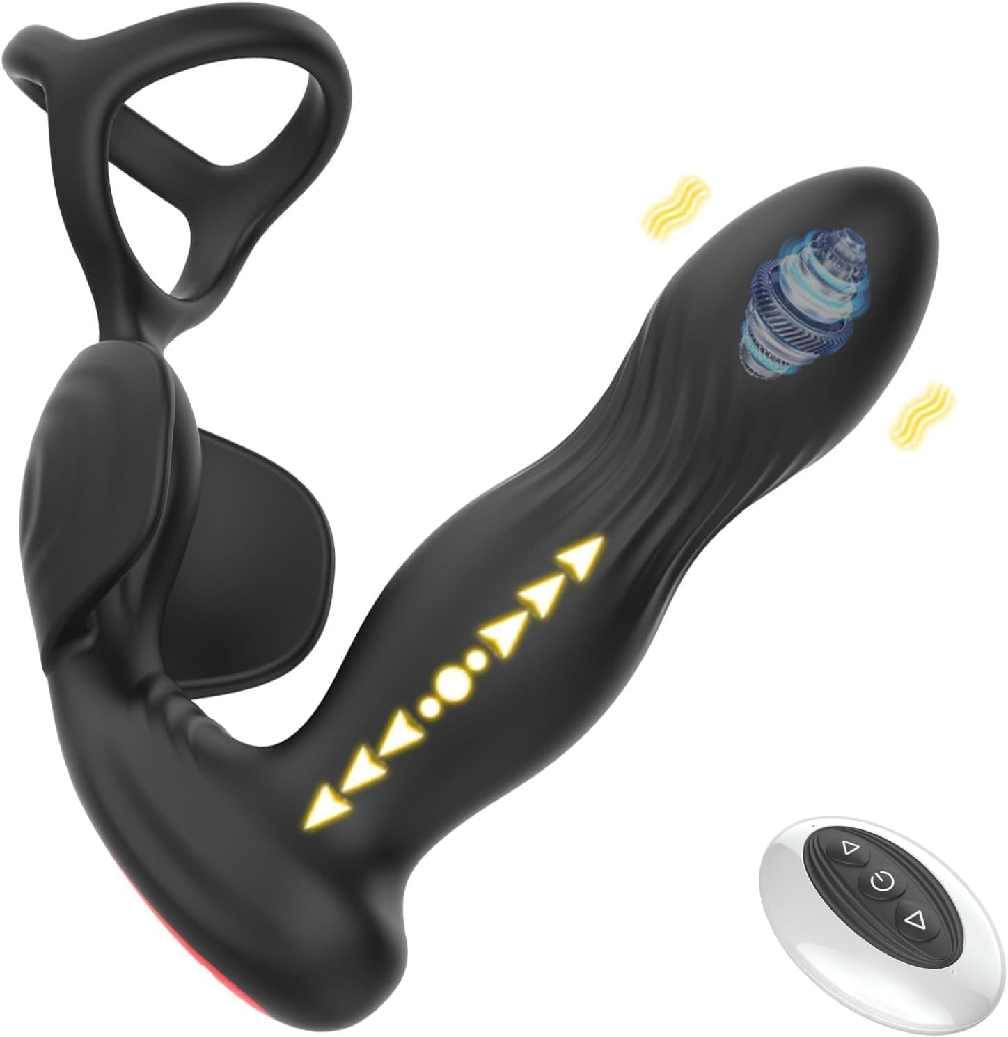 LONZYON Male Anal Vibrator Prostate Massager Toys with Cock Ring, 10 Swing Thrusting & Vibrating Remote Control Anal Plug Dildo Vibrator, Adult Male Sex Toys for Beginner&Advanced Player Gay Toy for Men Couple(Black)