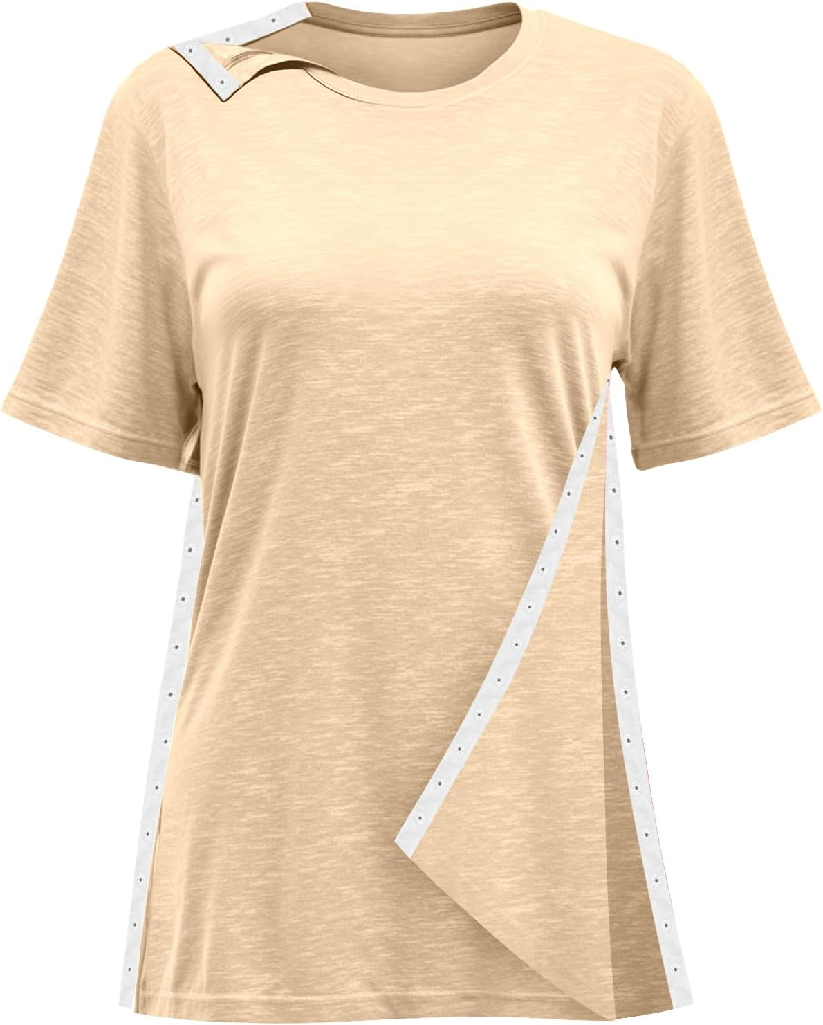 Shoulder Surgery Recovery Shirts Women Post Surgery Shirt Left and Right Side Snap Access Recovery T Shirt for Women