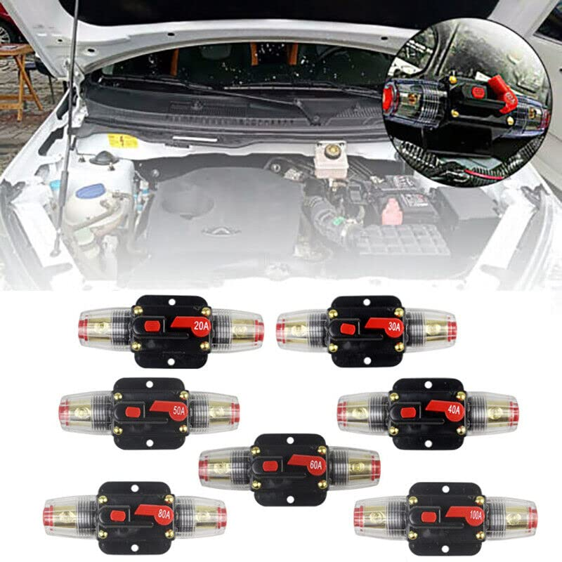 AIMALL 20-150AMP Manual Reset Circuit Breaker 12V/24V Dual Battery Fuse Holder, IP67 Waterproof Car Audio Inline Breaker Switch for Automotive Marine RV Truck