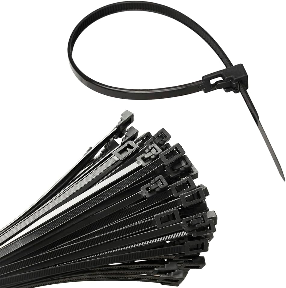 Releasable Ties, Heavy Duty Industrial Black Nylon Tie Wraps, Nylon Adjustable Cable Tie Wrap, Reusable Tie Straps for Home Office Garden Plant Secure Vine image number 3