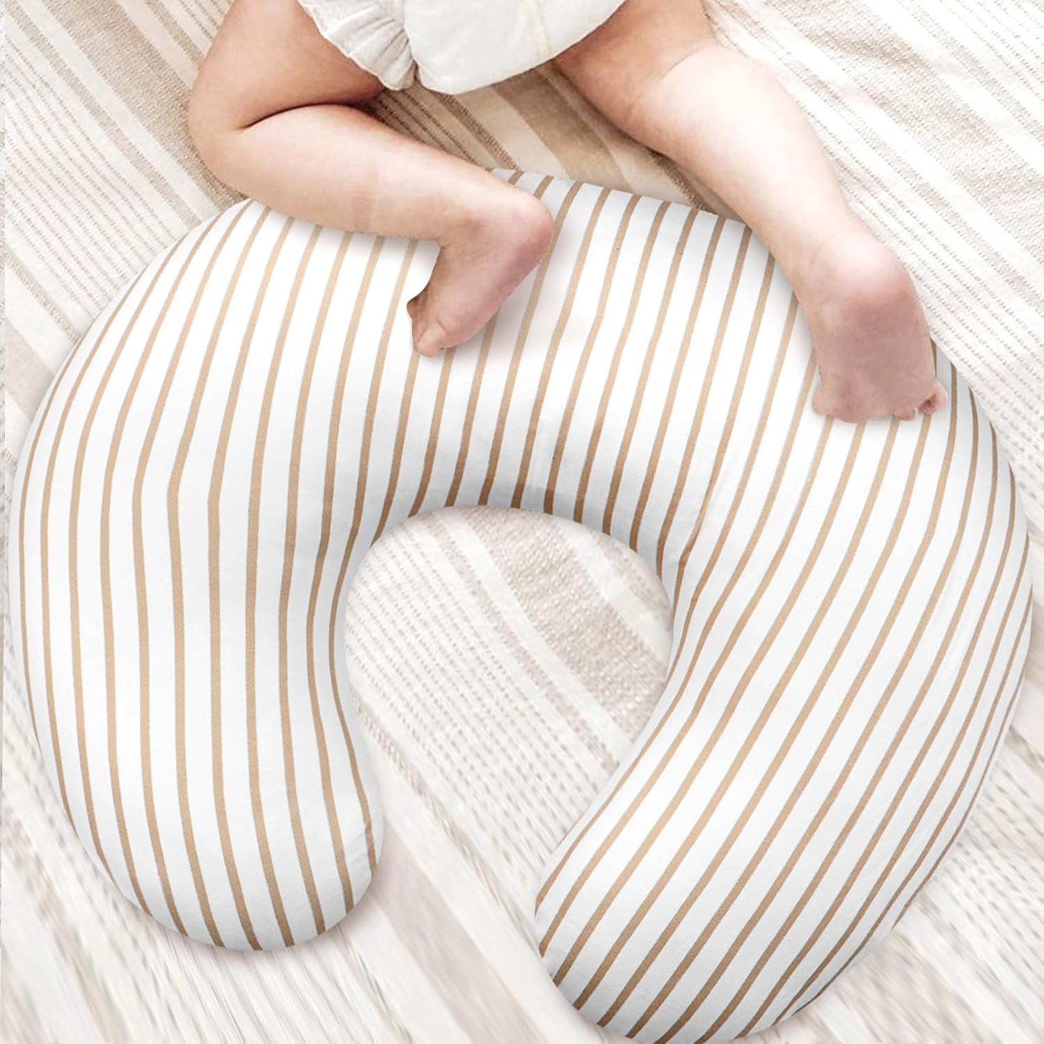 Nursing Pillow Cover 1 Pack, Removable Nursing Pillow Cover for Breastfeeding Pillows, Super Soft Comfortable Slipcover for Boy and Girls, Light Brown - Light Brown image number 5