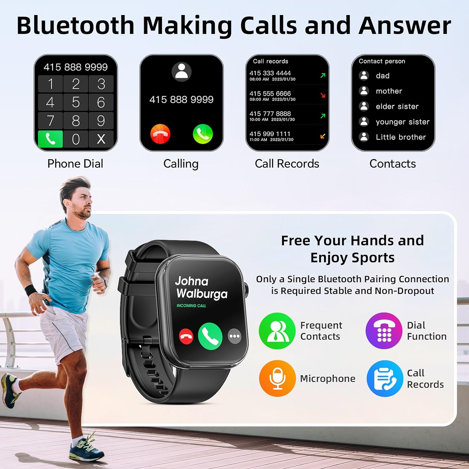 Smart Watch 2024 Newest 1.85 Inch Fitness Tracker, Pedometer/Calories, Multiple Sports Modes, Waterproof Women'S Men'S Fitness Watch for Android Iphone
