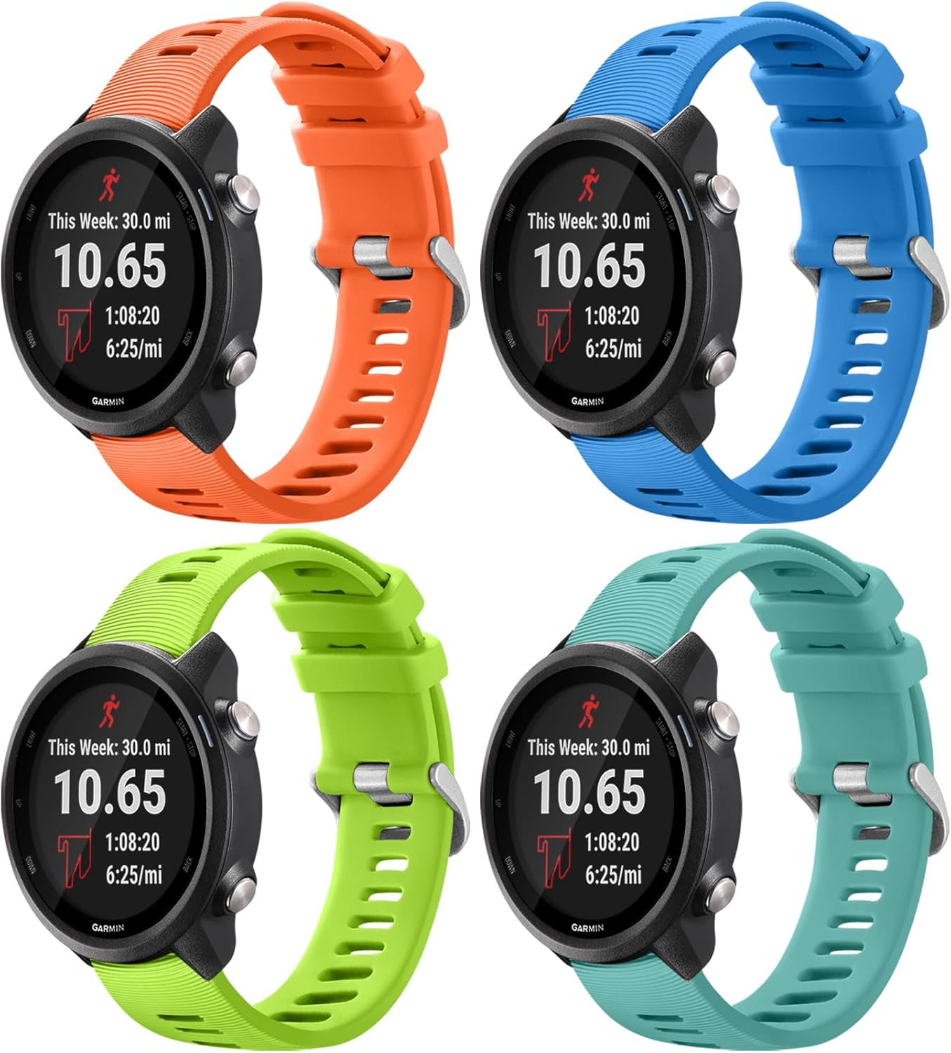 Ouwegaga Compatible with Garmin Forerunner 245/645 Watch Band, 20Mm Soft Silicone Sport Strap for Garmin Vivoactive 3/Vivomove Hr/Garmin Venu/Venu Sq/Forerunner 645/245 Music/Galaxy Watch 6/5/4 Band