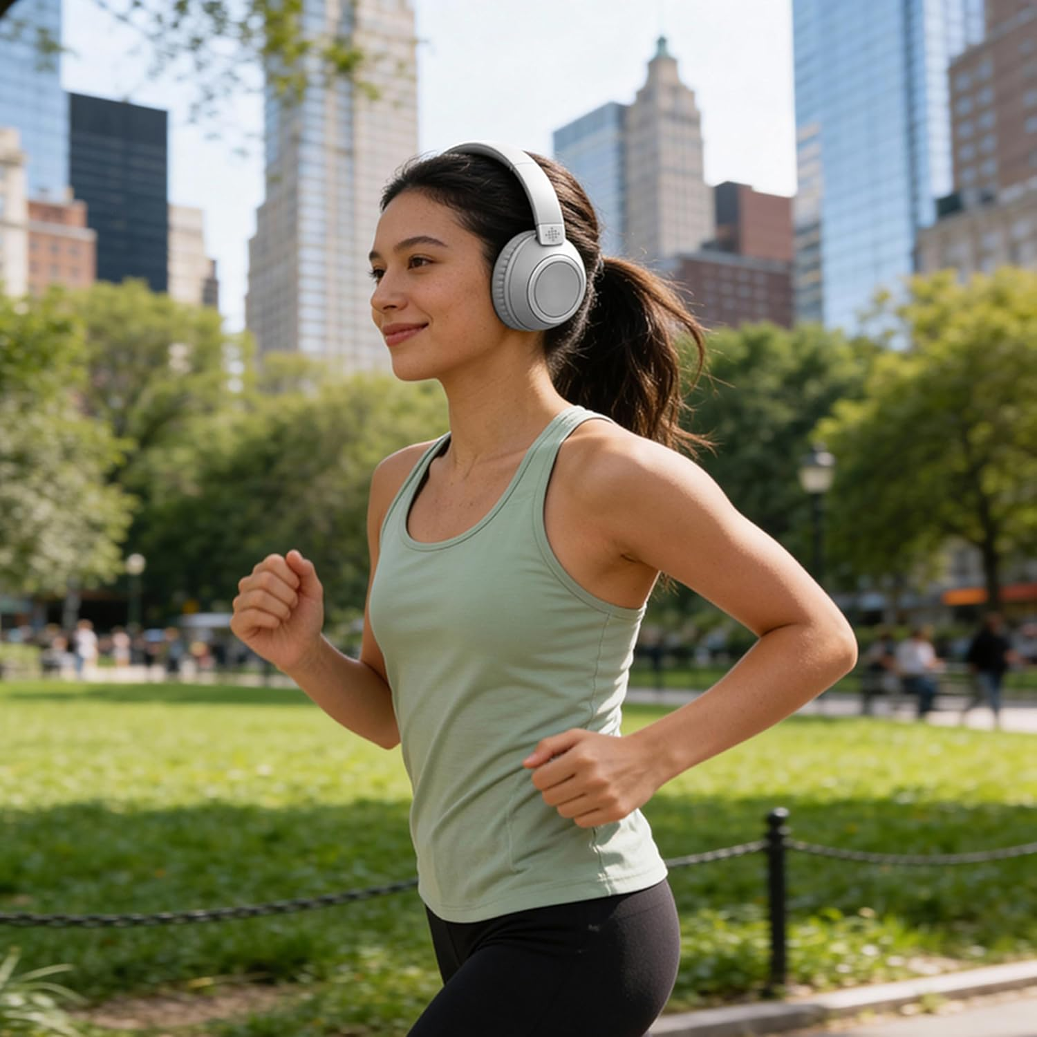 Intempo Aria Noise Cancelling Headphones - Wireless Bluetooth Over-Ear Headphones, up to 50 Hours Playback Time, Active Noise Cancellation, Foldable Design, Type-C Charging Cable Included, Green image number 5