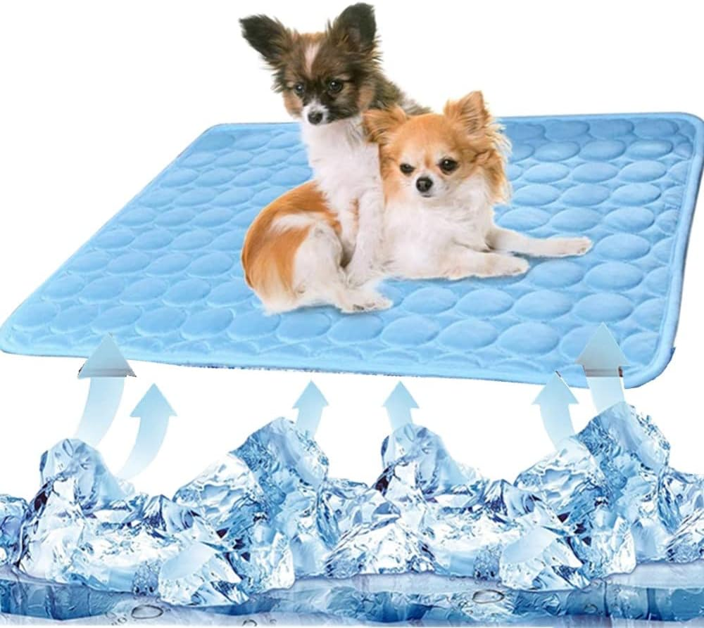 Cooling Mat Pad for Dogs Cats Ice Silk Mat Cooling Blanket Cushion for Kennel/Sofa/Bed/Floor/Car Seats Cooling for Outdoor or Home (Dog Cooling Mat- 28 X 22Inblue) image number 4