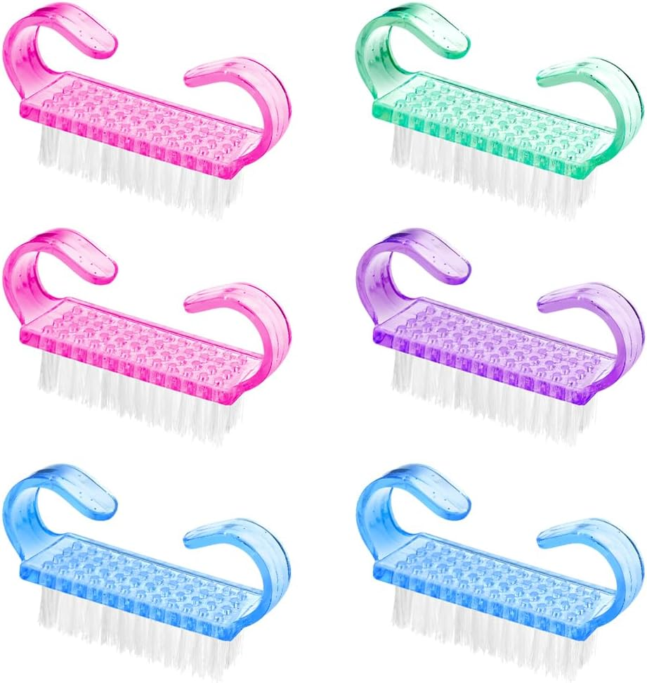 LOPHE Nail Brush, 4-Piece Hand Wash Brush Set with Hard Bristles, Plastic Nail Brushes for Hands, Fingernails, Sink