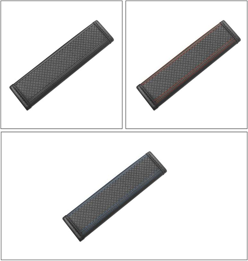 2PCS Car Seat Belt Cover, PU Leather Vehicle Safety Seatbelt Pads, Soft Comfortable Auto Seat Shoulder Neck Strap Protection Cushion, Universal for Sedan, Truck (Black Red, One Size) image number 3