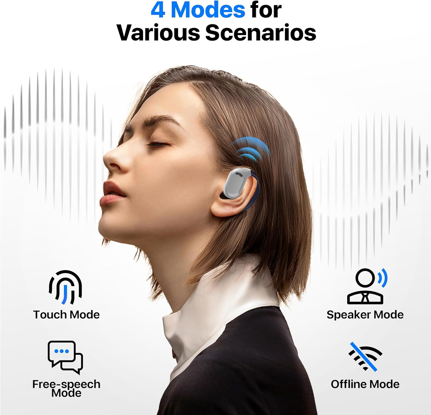 Language Translation Earbuds, Real Time Two Way, Wireless Bluetooth, Support 75 National Language Instant Voice Translat, HD Sound, Long Battery Life, Translator Earphone Ideal for Travel and Business