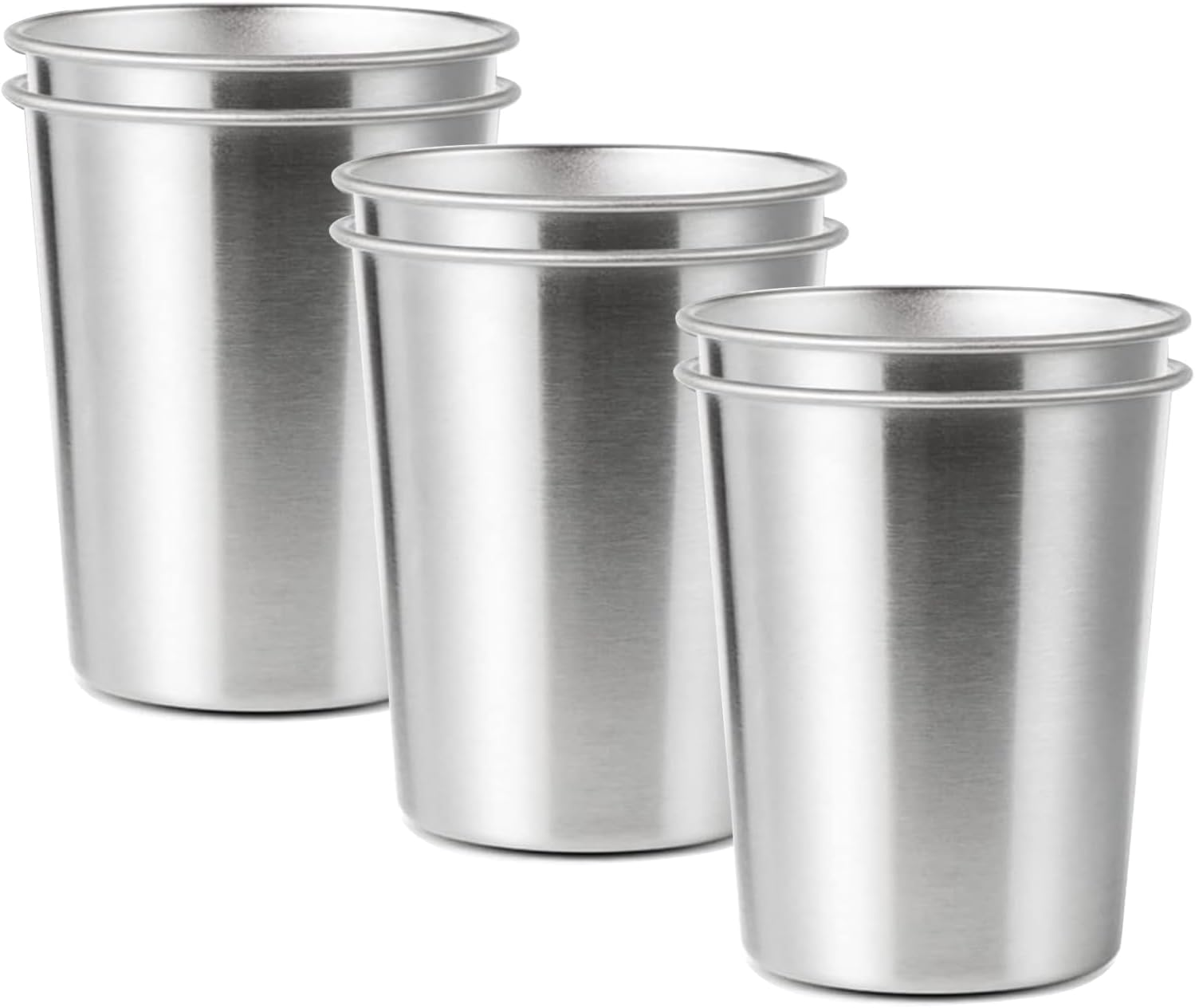 6 Pack Stainless Steel Cups, Shatterproof Pint Drinking Cups, Healthy Set, Water Dishwasher Safe, Drinking Glasses for Kids and Adults image number 5