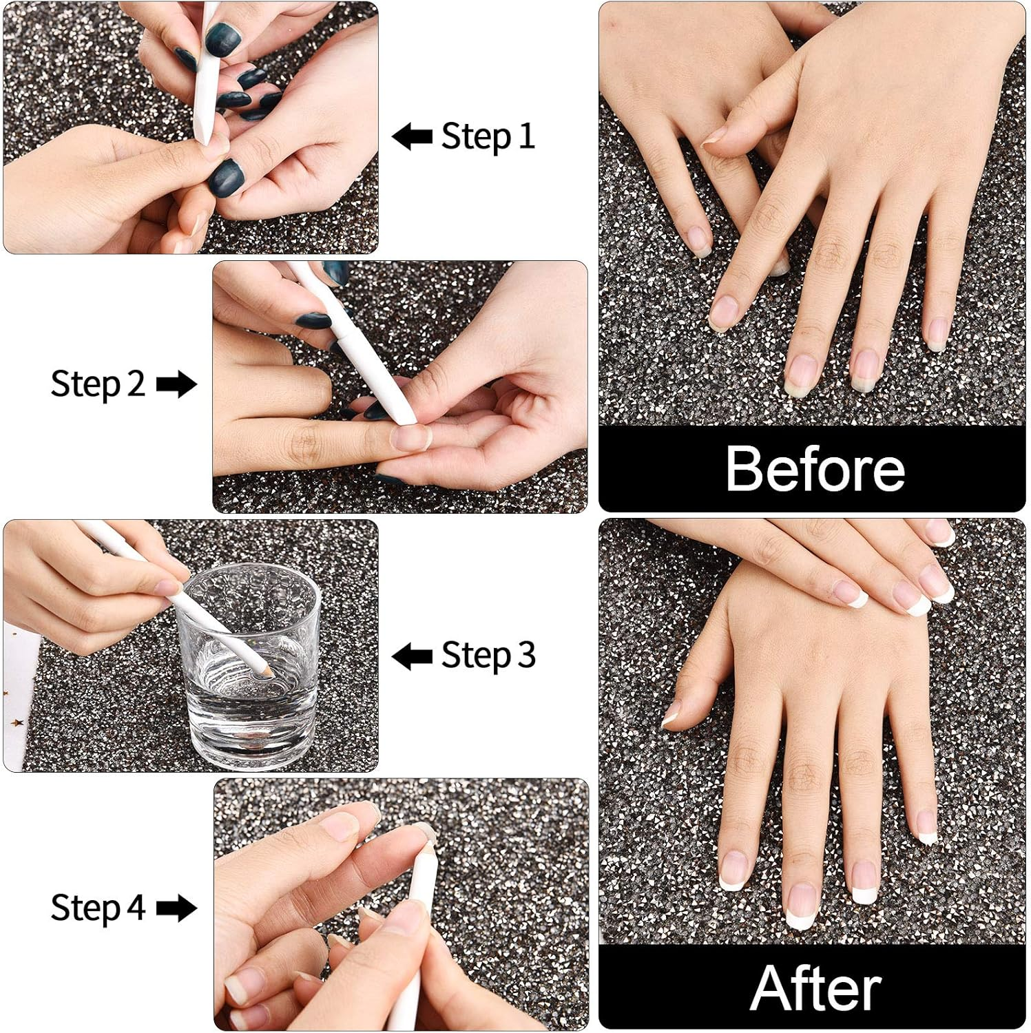 8 Pieces White Pencil under Nail 2-In-1 Nail Whitening Pencils French White Manicure Pencils with Cuticle Pusher for DIY French Art Manicure Supplies image number 3