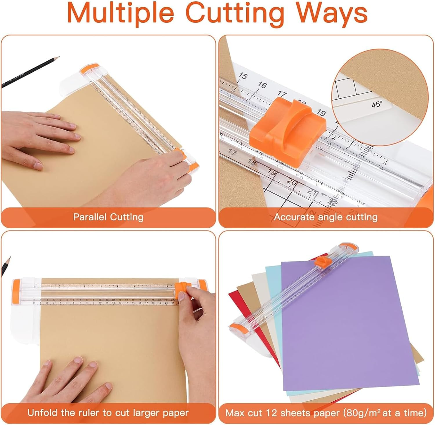 A4 Paper Cutter 12 Inch Office School Paper Trimmer Scrapbooking Tool with Security Blade for Label, Origami, Card, Photo, Coupon, Scrapbook, Cardstock, Laminated Paper, and Craft Project (White) image number 1