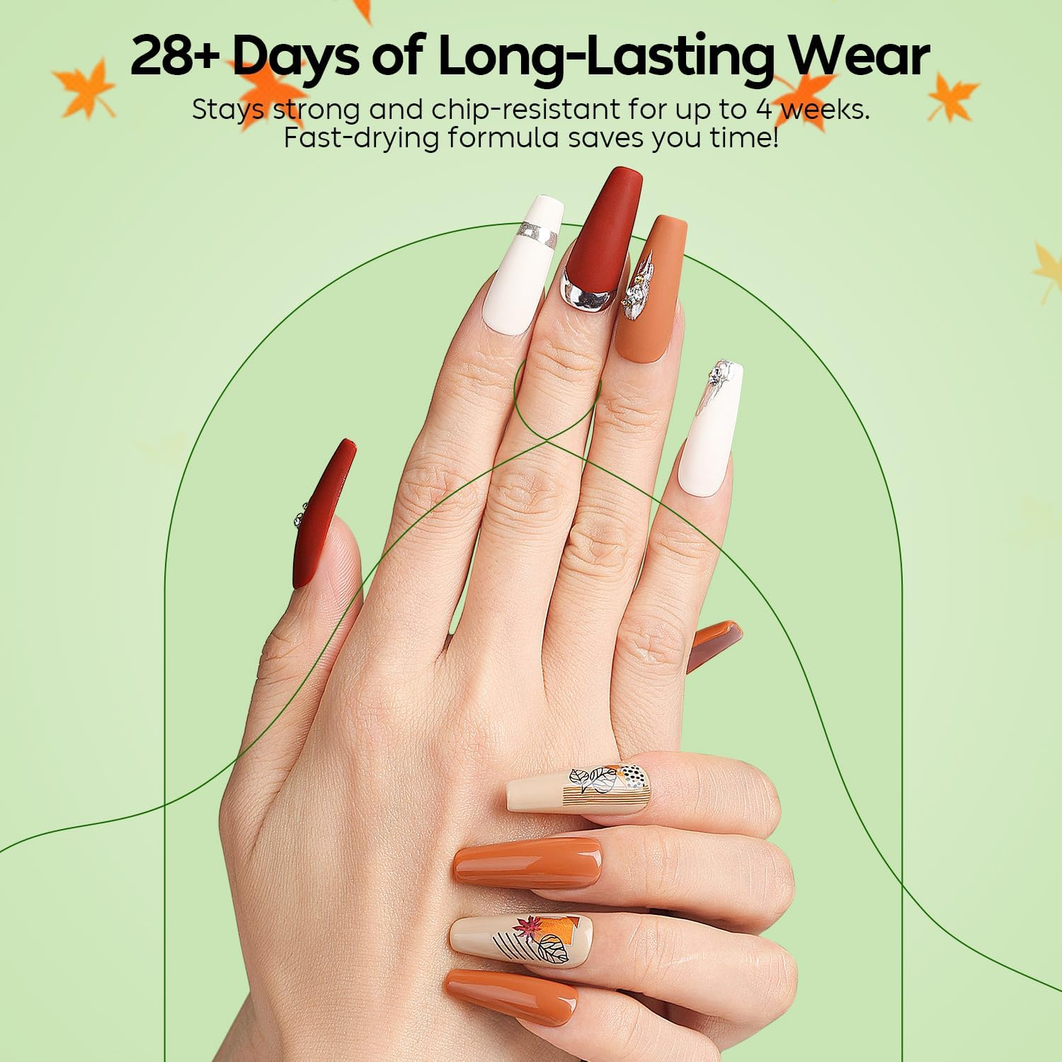 Luxbon 12 Pcs Gel Nail Polish Set - Fall Colour Set Long Lasting Autumn Gel Polish, Uv Led Soak off Nail Art Designs Manicure Kit 013 image number 2