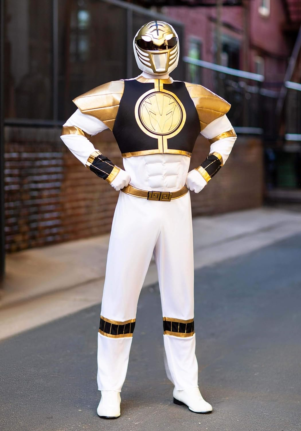 Disguise Men'S White Ranger Classic Muscle Adult Costume, White, Mens XL (42-46)