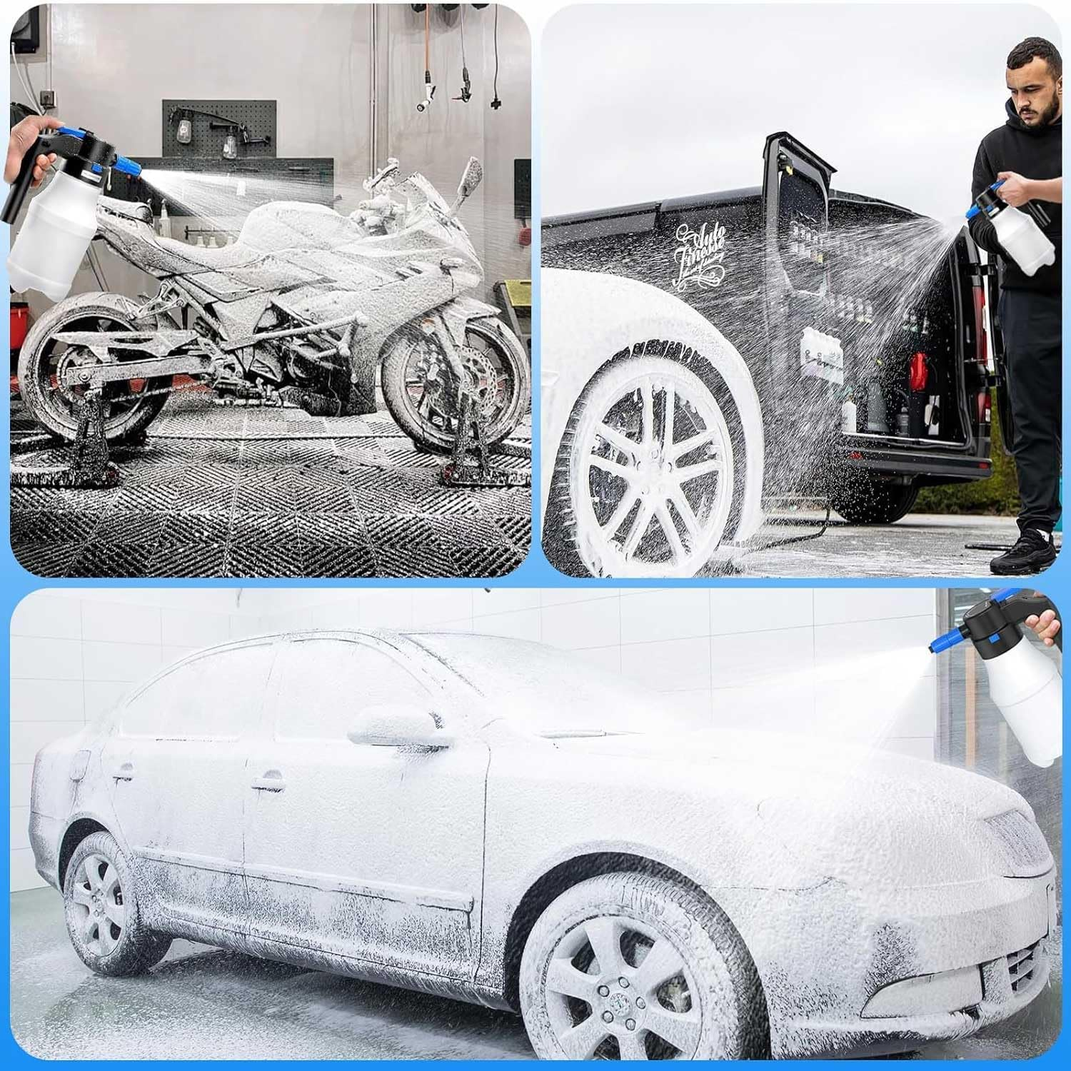 Yuedefly Electric Foam Sprayer with USB - Electric Pressure Car Foam Sprayer, 1.5 Liters Large Capacity Foam Blaster for Car Washing, Garden, Home and Other Cleaning