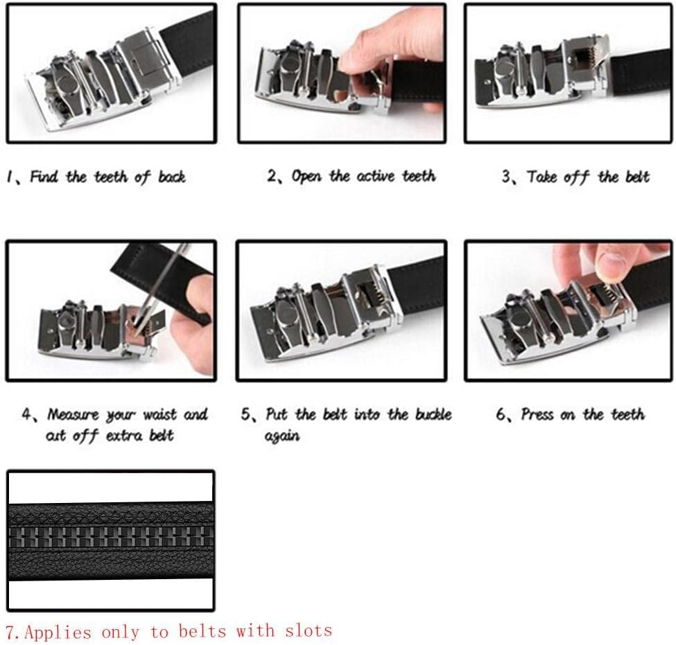 Colaxi 2Pcs Fashion Mens Alloy Ratchet Belt Buckle Automatic Slide Buckle Replacements Business Causal for 3.5Cm Leather Belt Waistband Accessories image number 4