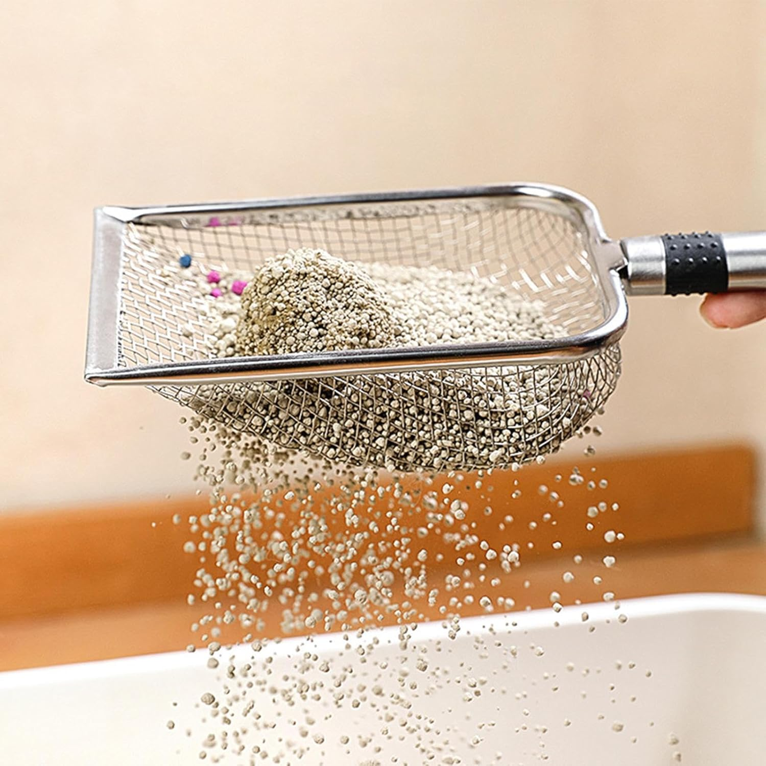 Cat Litter Box Scooper, Stainless Steel Kitten Scooper, Litter Box Scoop for Poop Sifting, Non-Stick Large Scooper with Long Handle for Litter Box and Kitten Pooper Lifter Jmedic image number 5