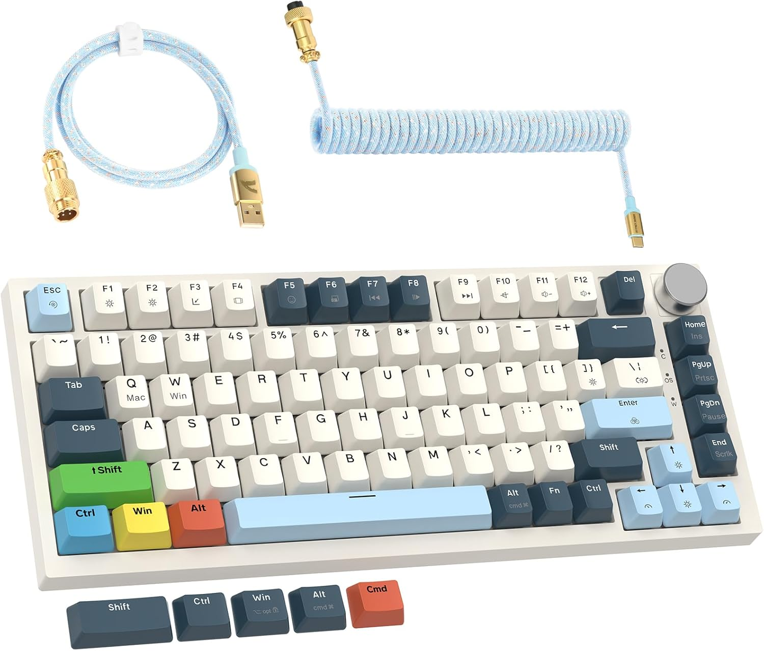 Lexonelec X ATTACK SHARK K85 Magnetic Switch Mechanical Keyboard, Rapid Trigger, Cloud Driver, LIGHTSYNC RGB Backlit, TKL Gasket 75% Gaming Keyboard with Knob Control & Coiled Cable for Win/Mac - Blue - Blue image number 5