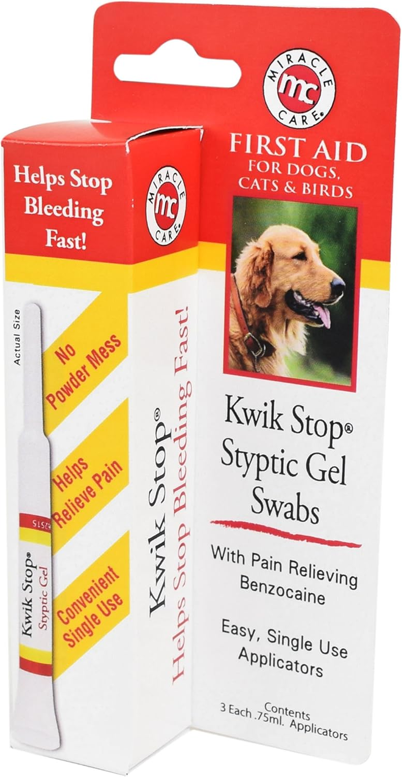 Miracle Care Kwik Stop Styptic Gel Swabs for Dogs, Cats and Birds, 3 Single Use Applicators, Fast Acting Blood Stop with Pain Relieving Benzocaine image number 6