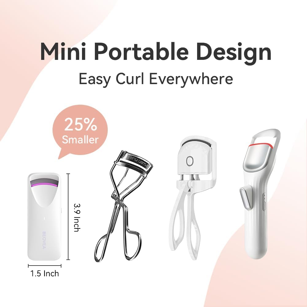 BEOVEA Heated Eyelash Curler &ndash; Fast 8-Second Heat for Long-Lasting Curls &ndash; Portable Rechargeable Heated Lash Curler, Safe & Effective Eyelash Curlers for All-Day Volume and Lift image number 5