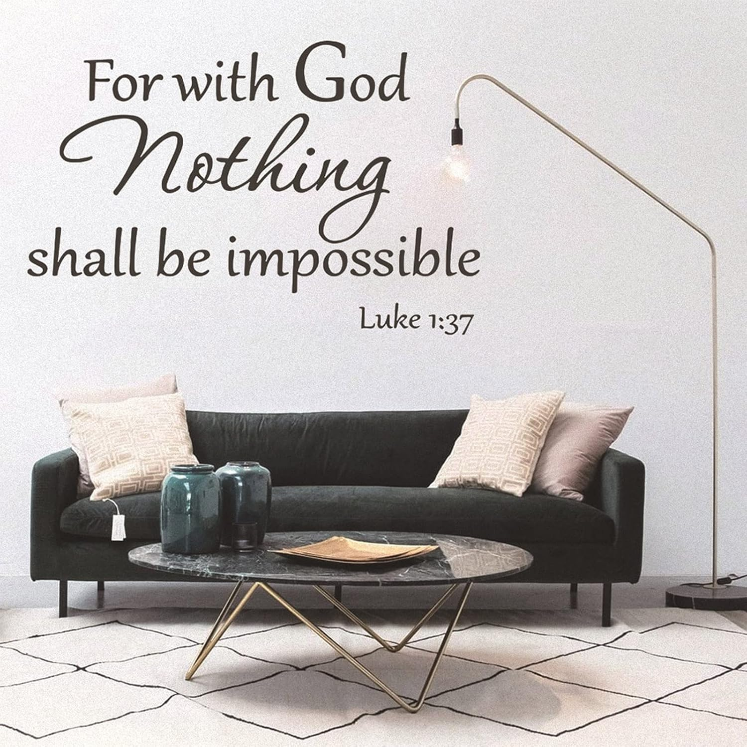 INCAUCA Bible Verse Wall Decals Peel and Stick, for with God Nothing Shall Be Impossible Luke 1:37 Wall Art Saying Sticker, Inspirational Spiritual Religious Wall Decor for Church Home Pray image number 6