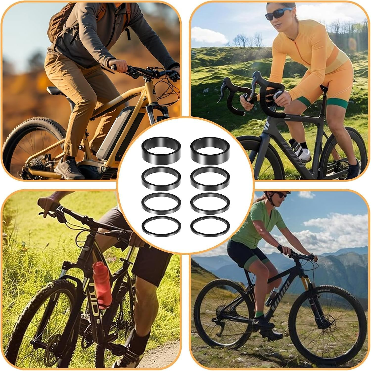 8PCS Bicycle Headset Spacers, Black Aluminium Stem Spacer Ring(5Mm/10Mm/15Mm/20Mm image number 6