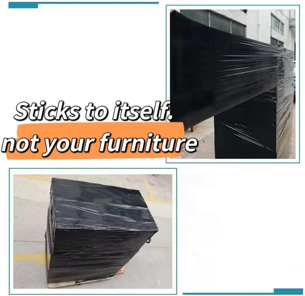 Stretch Film Roll, Industrial Shink Wrap 25Cm X 150M Wide Black Plastic Wrap for Pallet Wrapping Shipping Moving image number 3