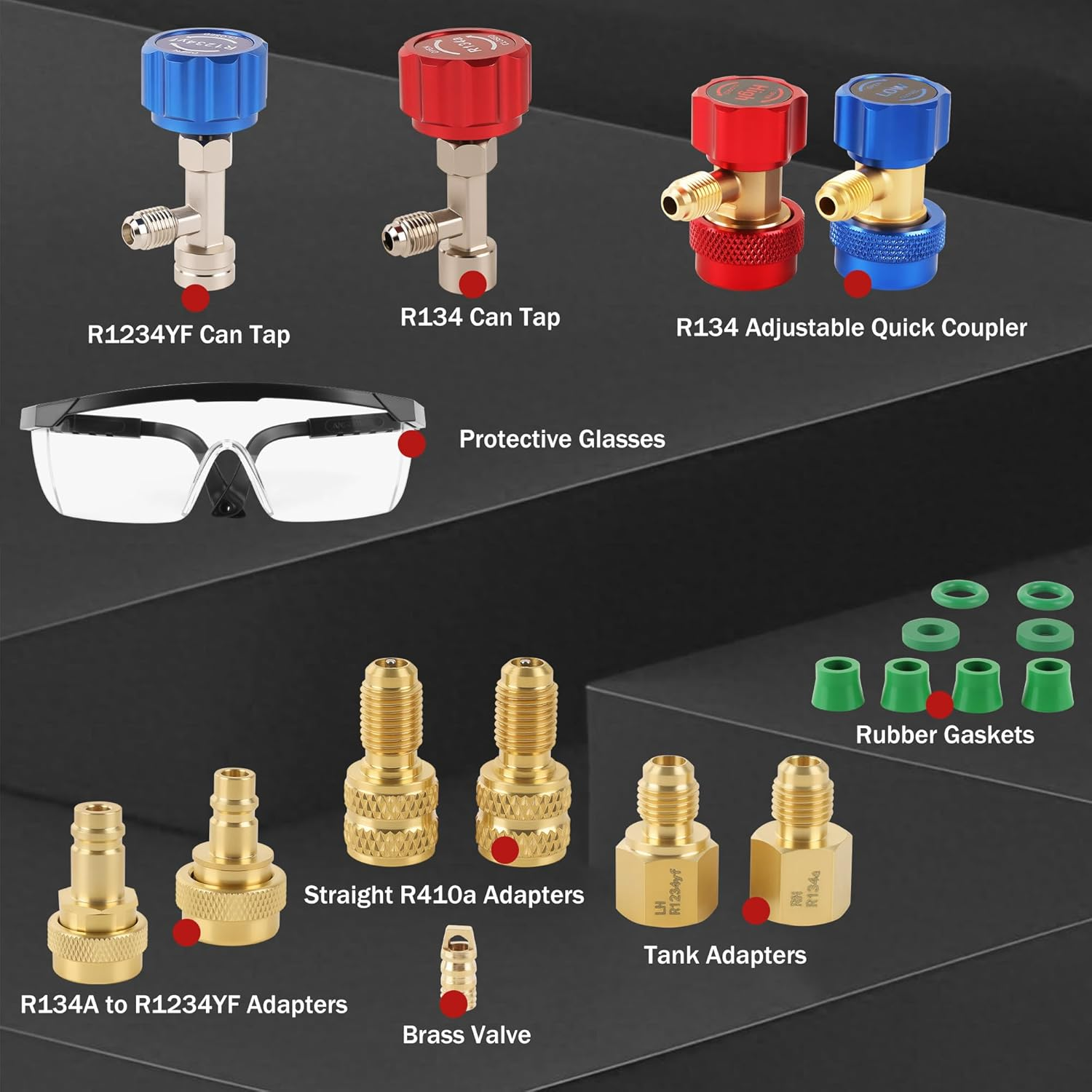 Lichamp HVAC Gauges with 5 FT Hoses, AC Manifold Gauge Set R134A R1234 R410A and R32 Refrigerant Gauges