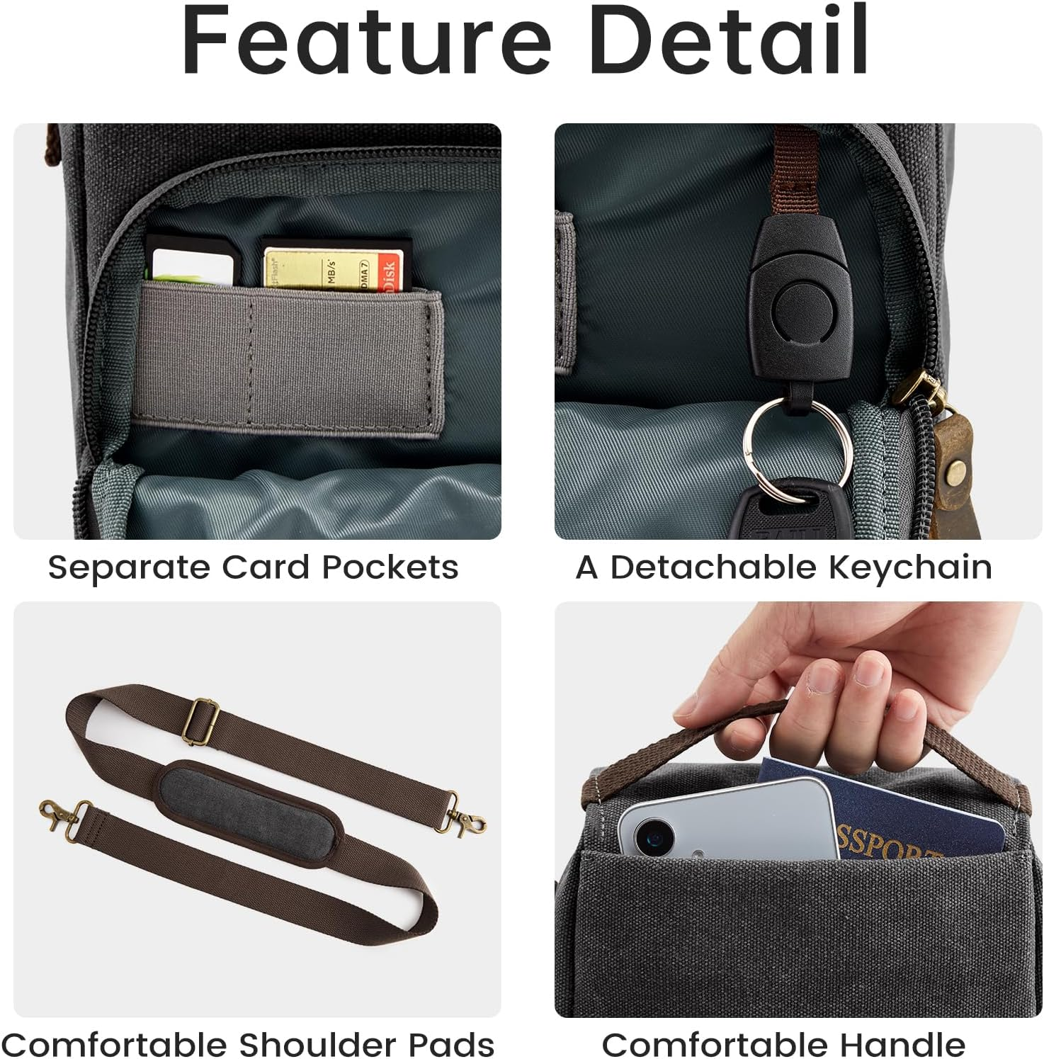 S-ZONE Camera Bag Small DSLR SLR Water-Resistant Canvas Crossbody Shoulder Bag Camera Case for Photographer image number 2