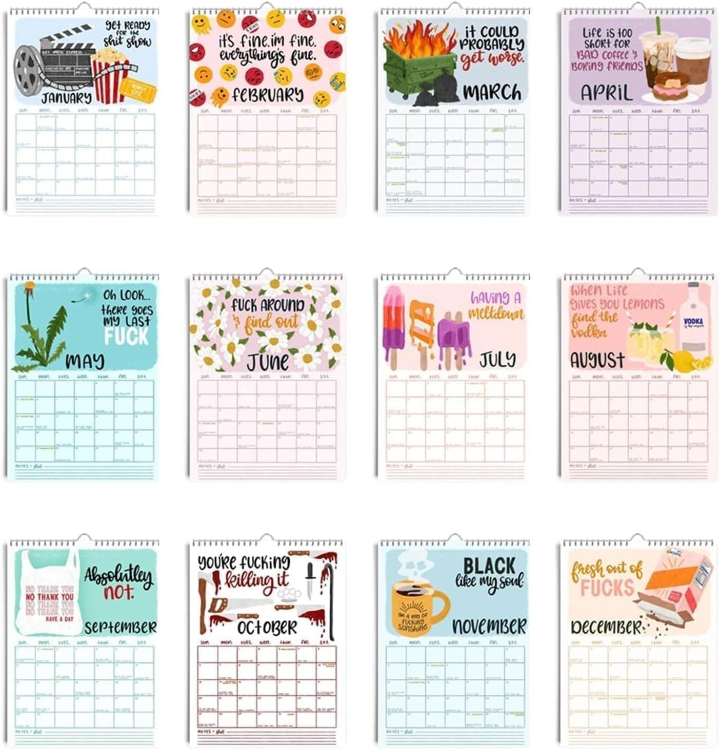 Here We Go Again 2025 Calendar New Version Roller Coaster Snarky Funny Sarcastic Humorous 12 Month Wall Hanging Time Day Planner Family Home Office Classroom Desk Friend Christmas Gift Adult image number 1