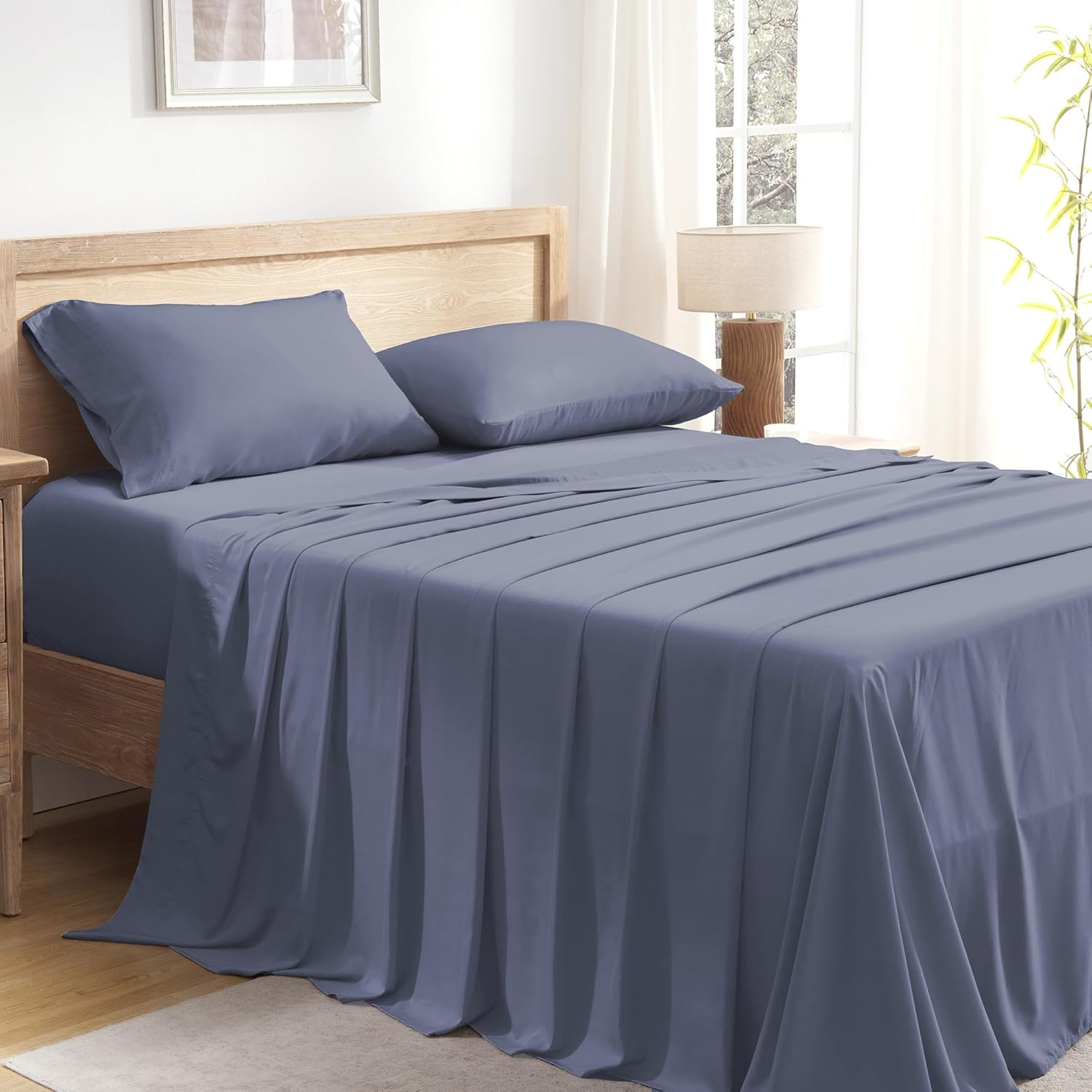 Andency Dark Grey King Size Sheets Set, 100% Viscose Derived from Bamboo, Cooling King Sheets, Deep Pocket up to 16", Silky Soft Bed Sheets, Hotel Luxury Breathable Bedding Sheets & Pillowcases&hellip;