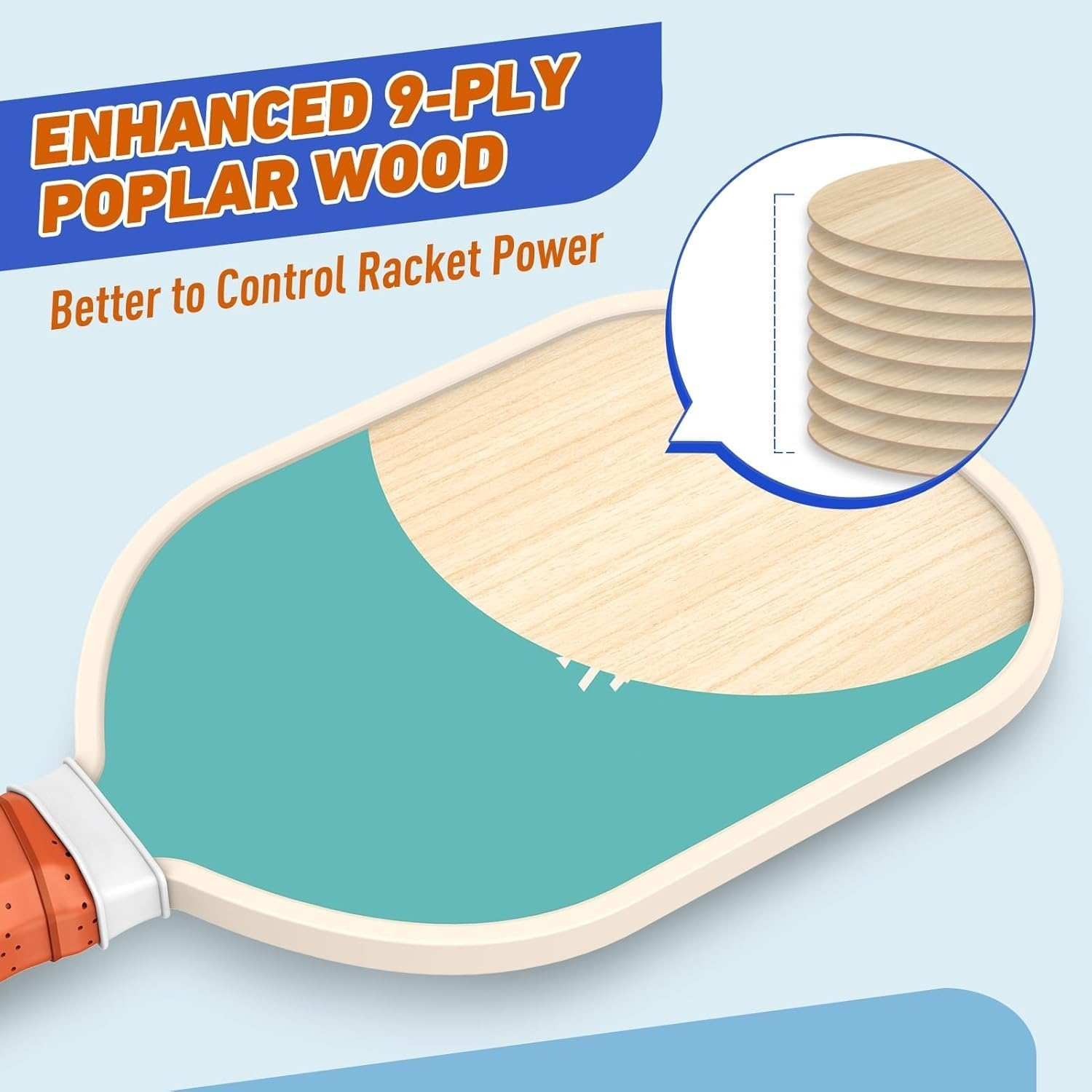 Pickleball Paddles, Premium Wood Pickleball, Set with 4 Pickleball Balls and 4 Pickleball Paddles, Ergonomic Cushion Mesh Storage Bag, Pickleball Paddles Pack Gifts for Beginner and Pro image number 2