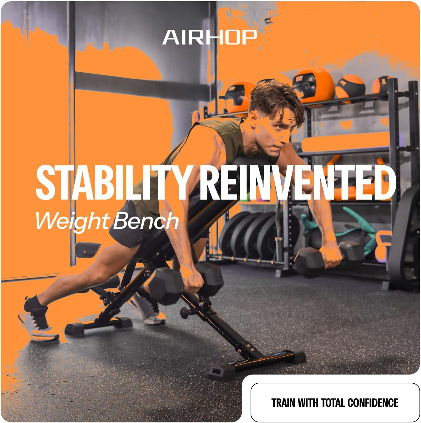AIRHOP Upgraded Adjustable Weight Bench, Bench Press Full Body Workout, Quick Fold Space Saving, Workout Bench for Home Gym Strength Training image number 3