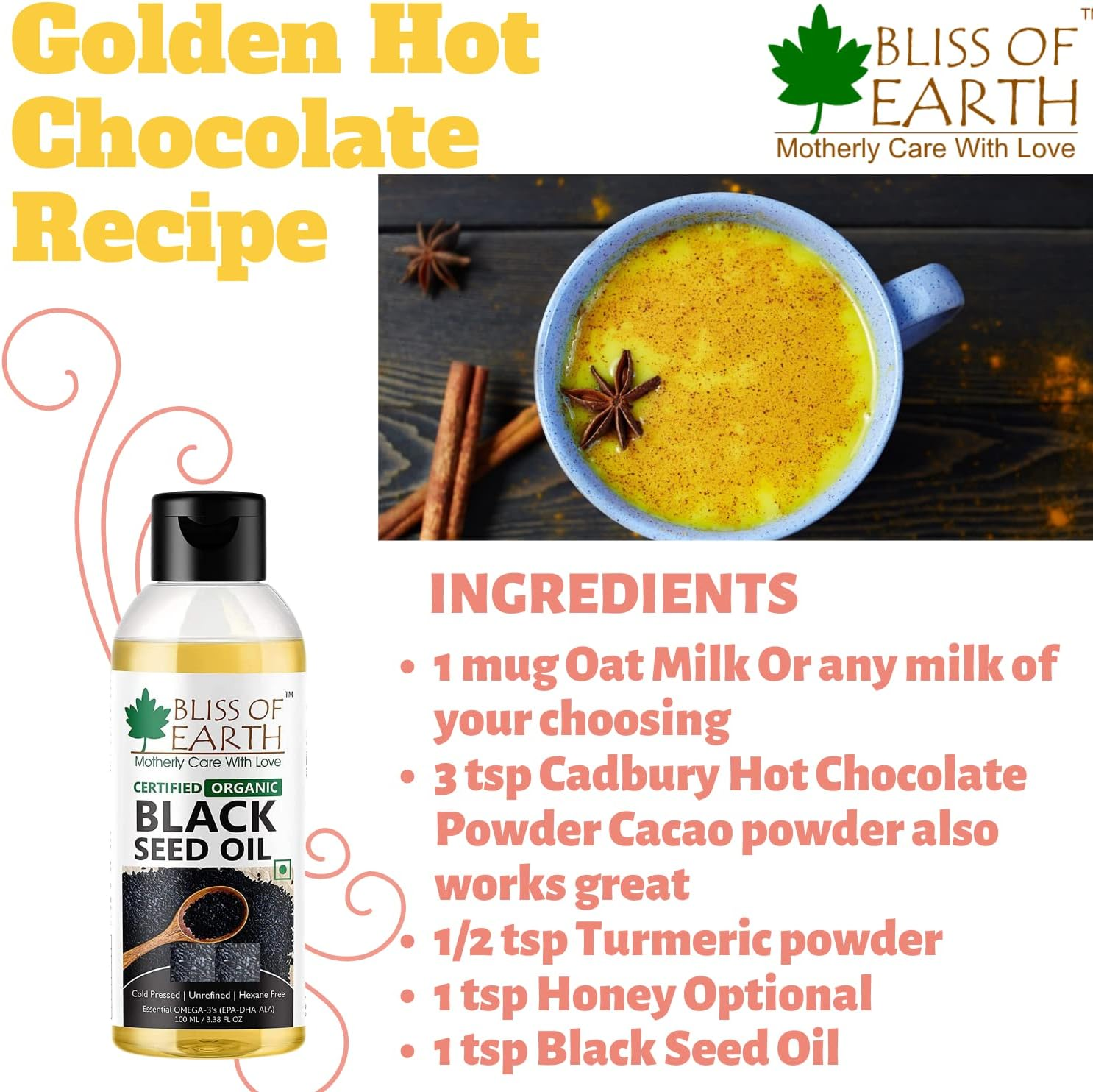 Bliss of Earth Black Seed Oil Organic Cold Pressed for Hair Skin, Edible Black Seed Kalonji Oil, Rich in Nutrients and Antioxidants, 100Ml image number 4