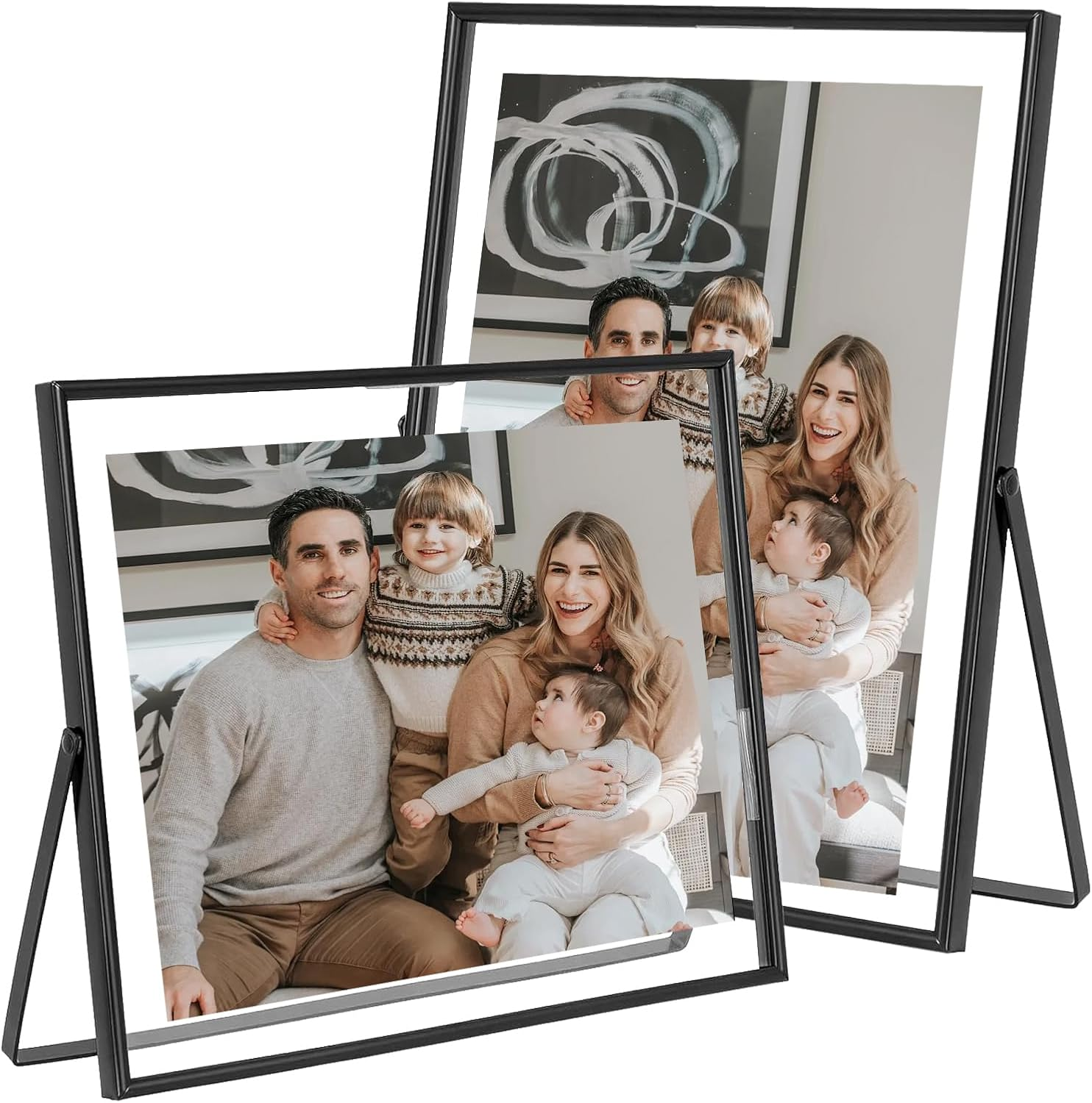 6 Inch Picture Frame, 10X15Cm Photo Frame Floating Frame in Metal with Acrylic Glass, Children'S Art Photo Frame, Table Decoration for Bedroom Desk Living Room Gallery, Vertical + Horizontal (Gold)