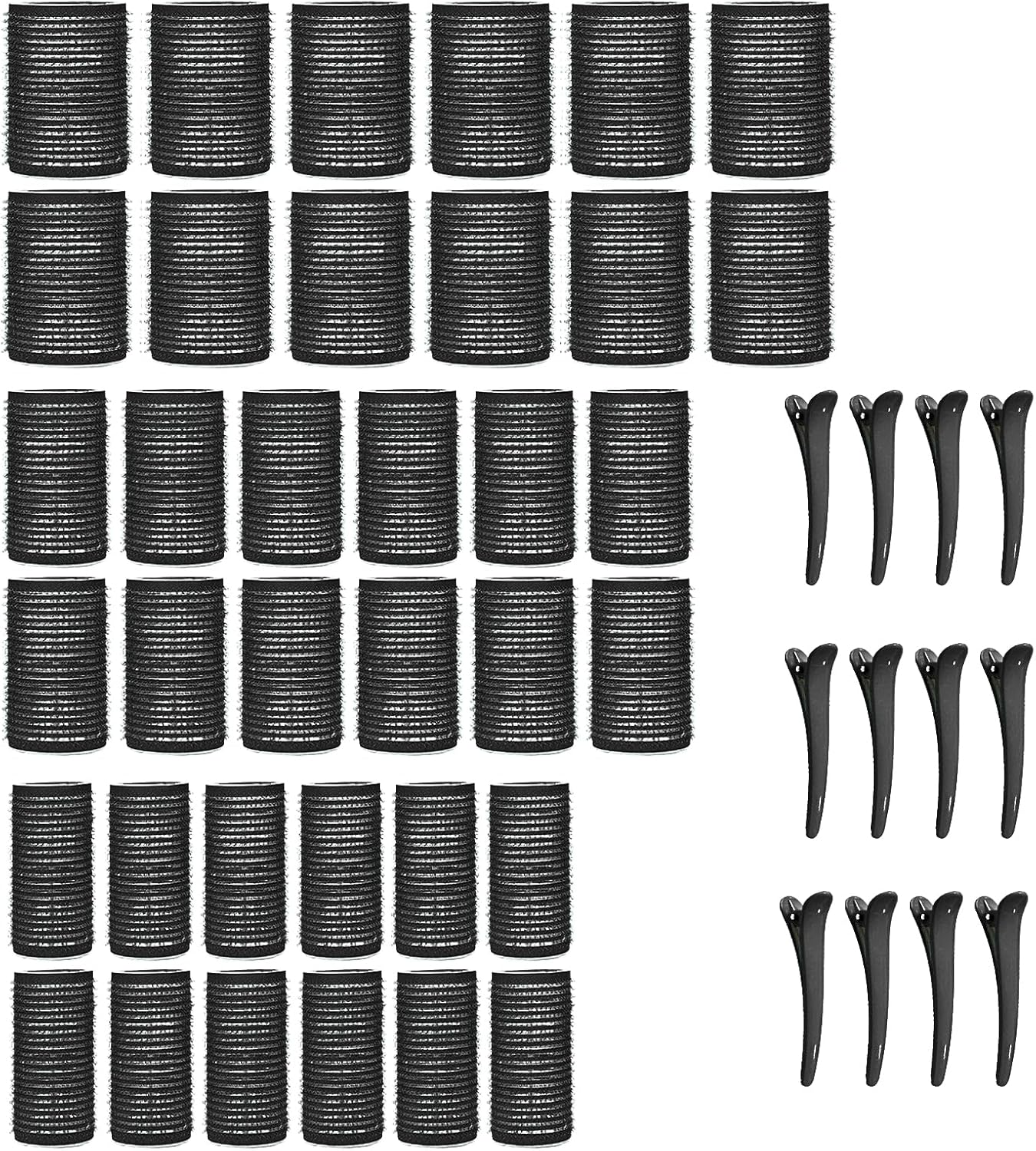 KEYRI 48-Piece Jumbo Large Curler Set, Adhesive Rollers, Self-Adhesive Hair Rollers with Hair Clip, DIY Hair Curls without Heat, for Long, Medium, Short Salon Hairdresser, 45/35/25 Mm (Pink)