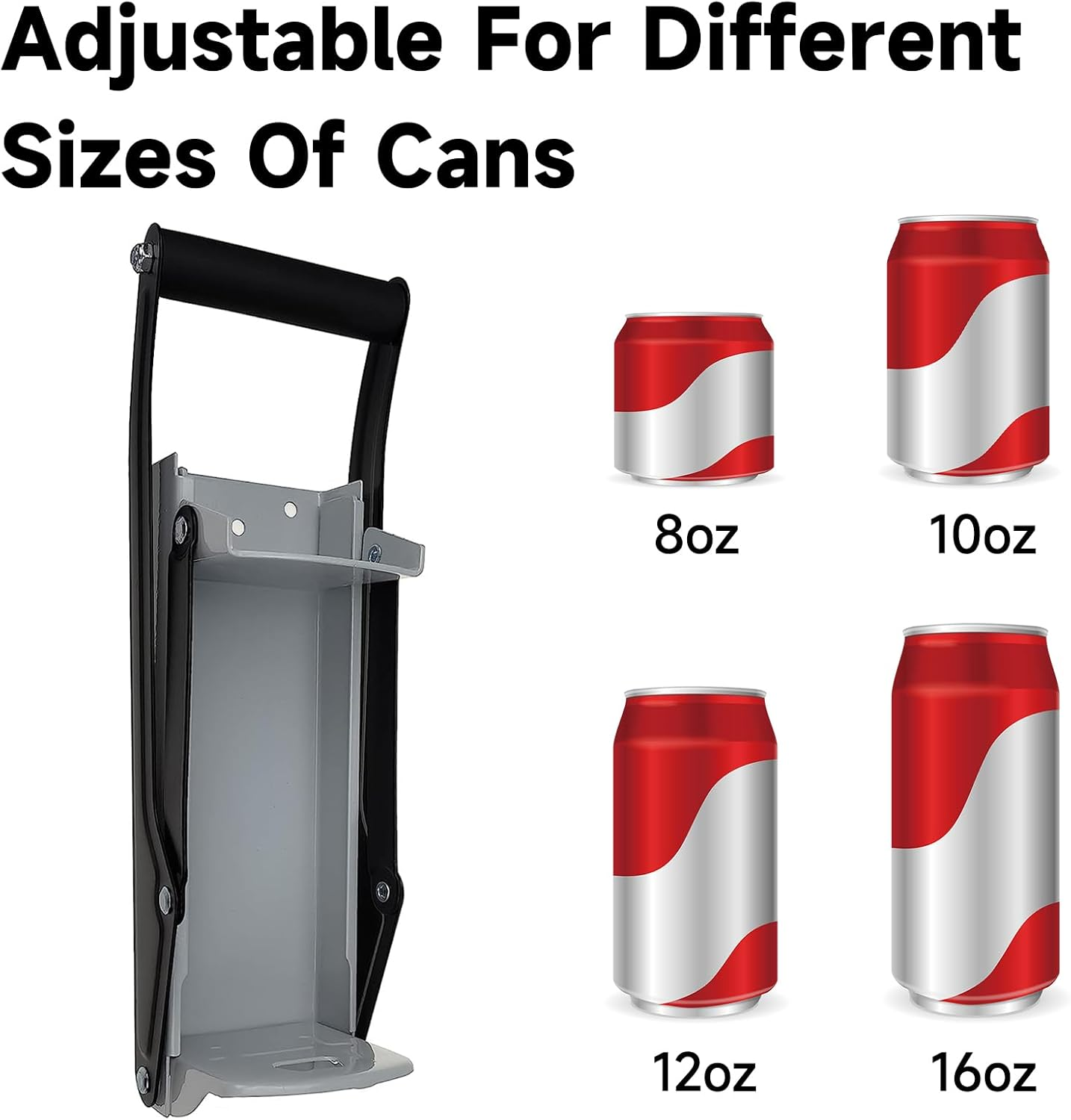Metal Can Crusher, Can Crusher, Bottle Opener, Aluminum Can Crushers, Heavy Duty Wall Mounted Smasher, Can Opener and Crush Bottle Two in One, Recycling Tool for Aluminium Seltzer, Soda (Gray)