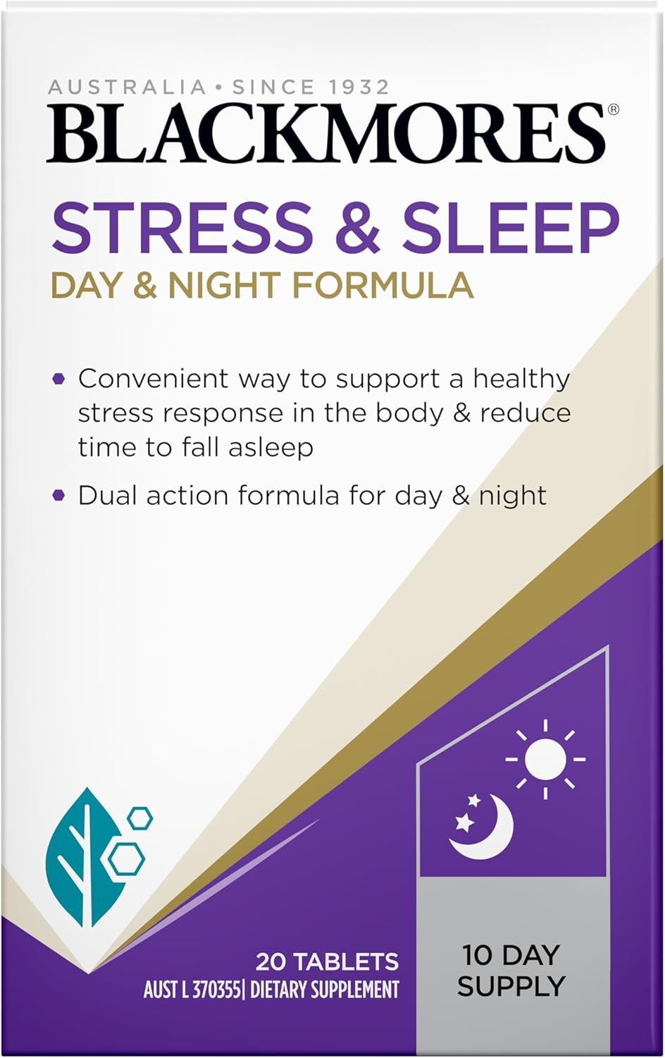 Blackmores Stress + Sleep | Dual Action Formula for Day & Night | Helps Maintain a Healthy Stress Response | 20 Tablets image number 1