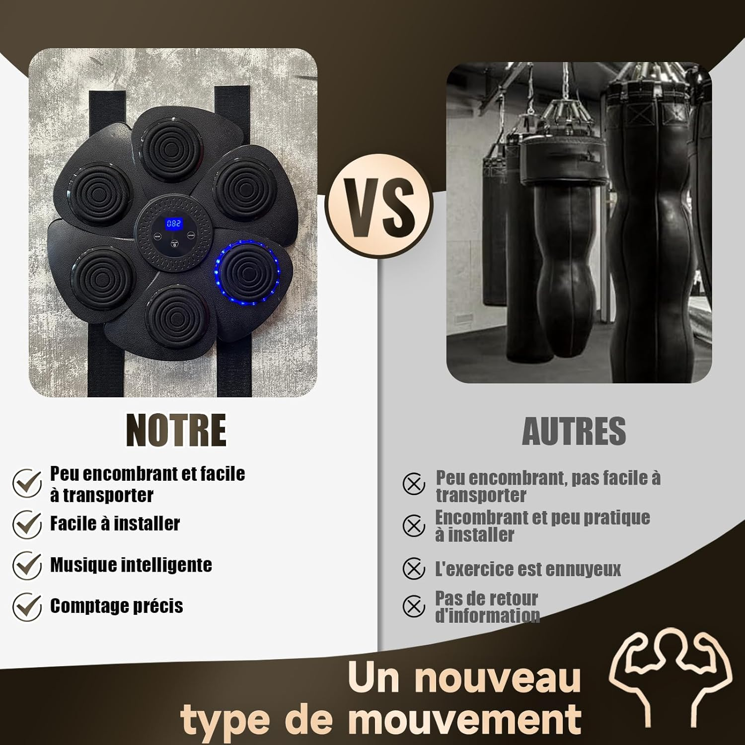 Smart Bluetooth Music Boxing Machine with LED Screen, Wall Mounted, Boxing Gloves Included for Adults and Kids Home or Gym Use image number 3