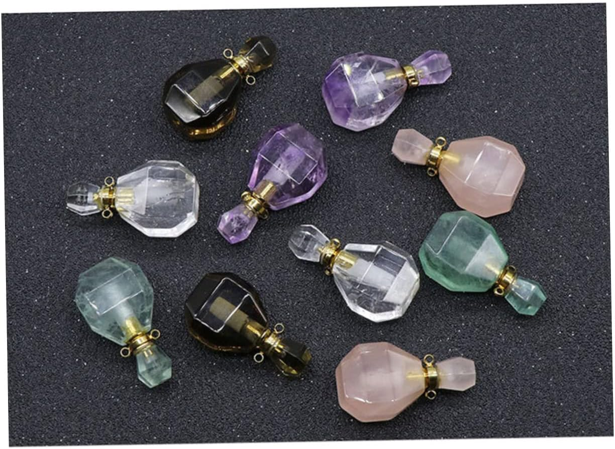 Yardenfun Essential Oil Perfume Travel Bottle Fluorite Crystal Pendant Jewelry Decor Mini Wishing Bottle Necklace Aromatherapy Accessory for Women image number 4