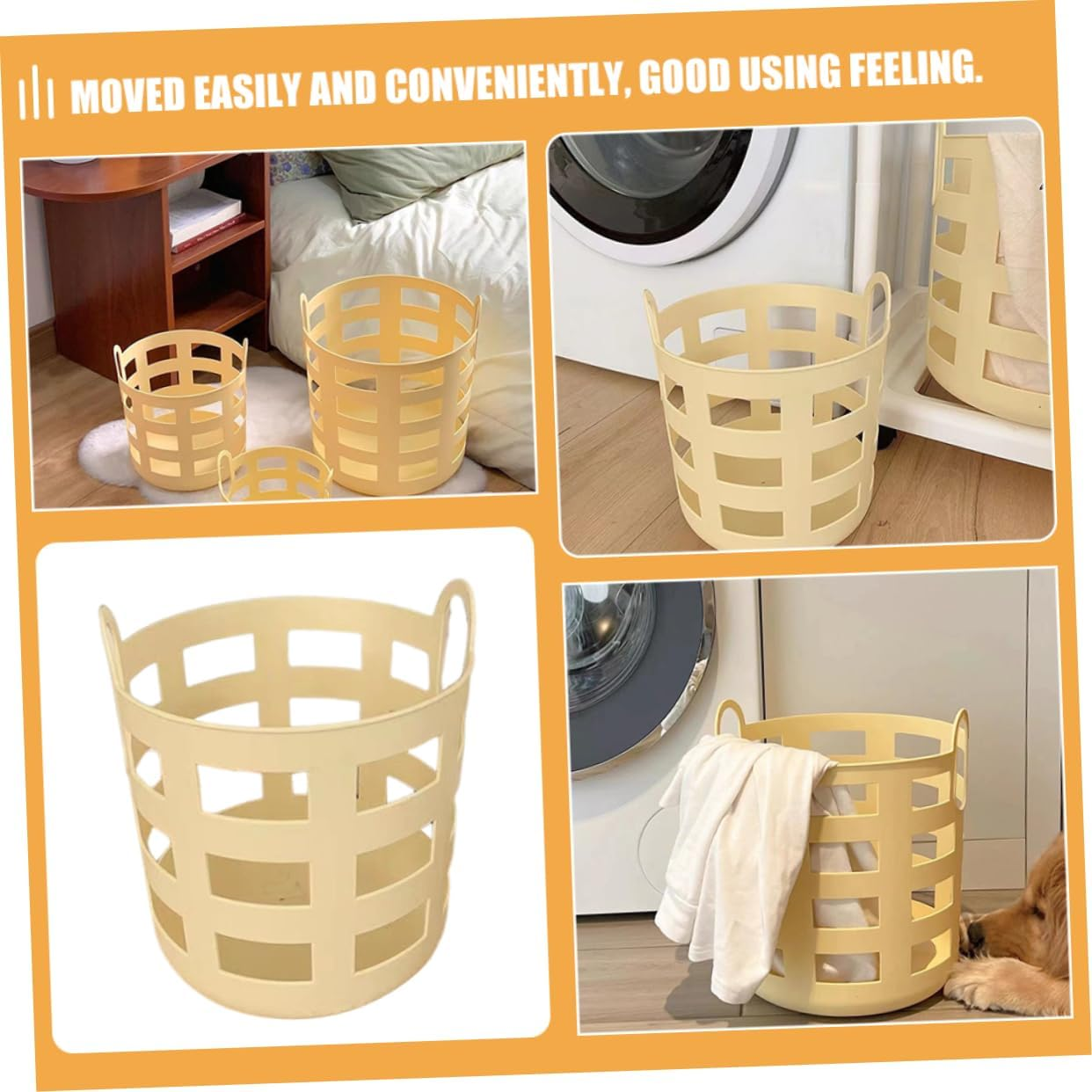 BESTOYARD Small Dirty Laundry Storage Basket Hollow-Out Plastic Organizer Lightweight Multi-Use Clothes Hamper for Home and Dorm Room image number 6