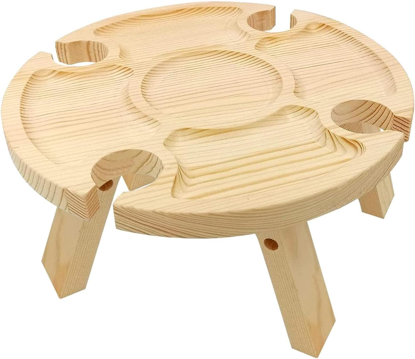 Emapoy 2 in 1 Picnic Table, Wooden Folding Picnic Table with Wine Glass Holder, Collapsible Beach Wine Table, Portable Beach Picnic Accessory for Travel image number 5