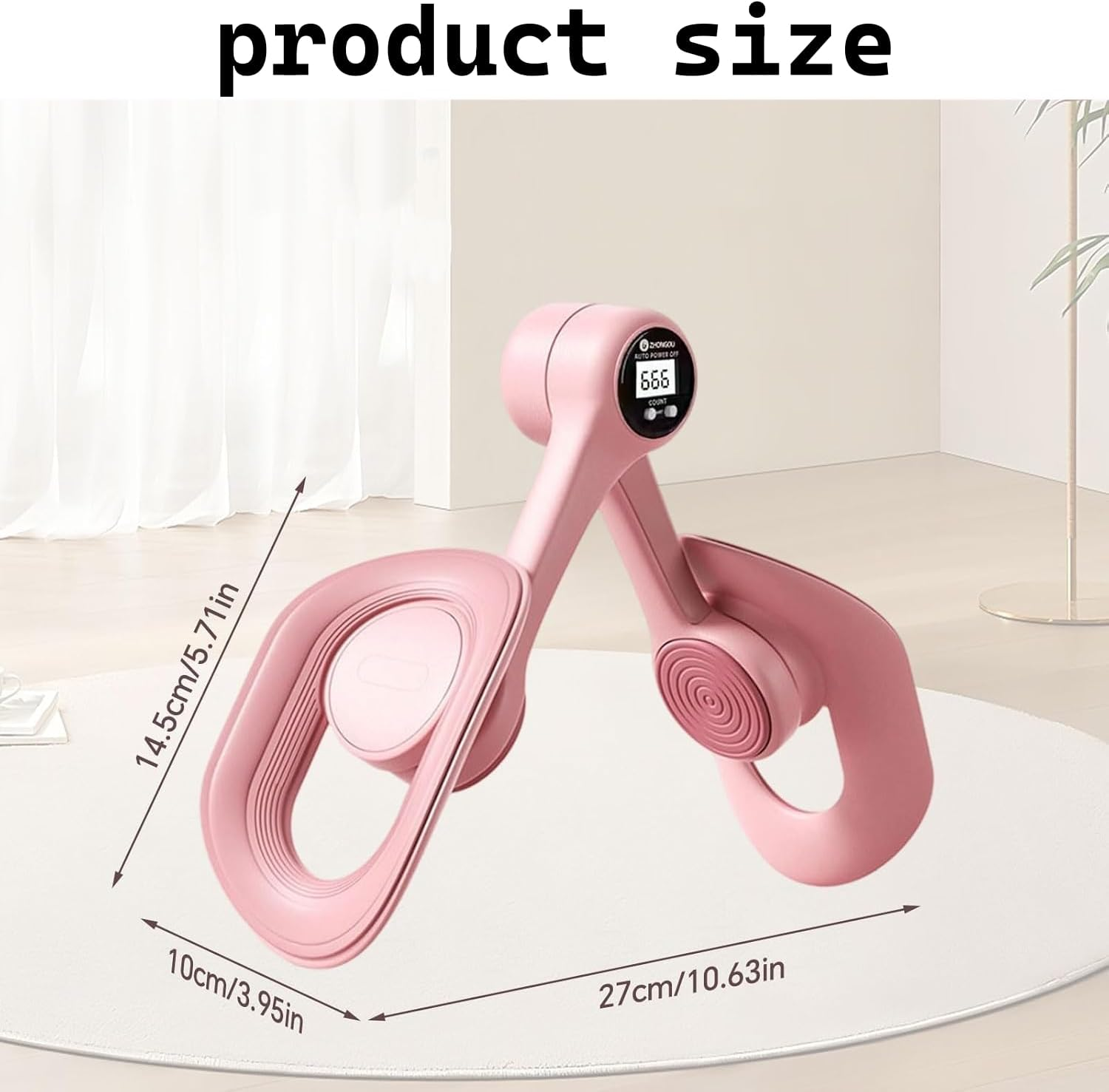 Uoffis Floor Trainer for Women, Thigh Trainer, 360&deg;Rotation Portable Screen Display Count for Home Fitness - Pink image number 3