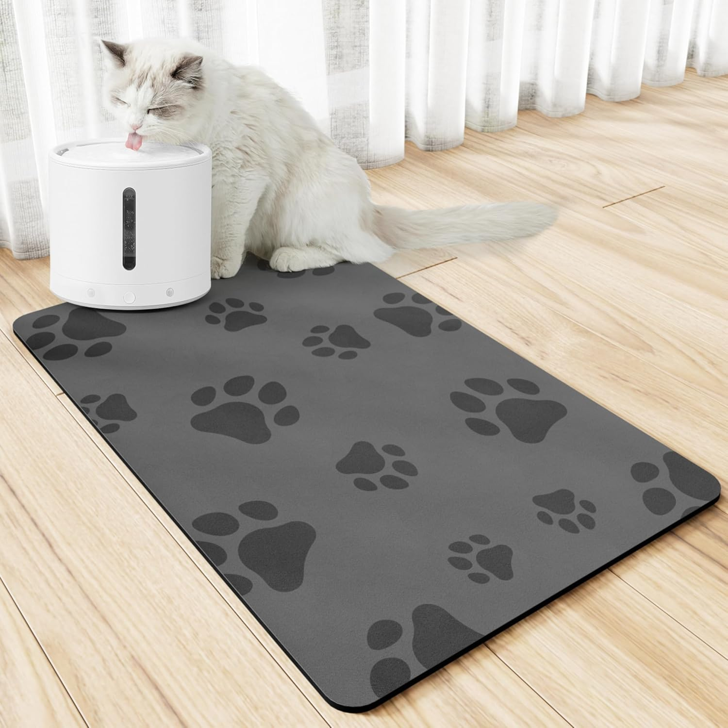 Bowl Mat, Cat Feeding Bowl Mat, 50 X 35 Cm, Waterproof Pet Feeding Mats, Non-Slip Mat, Cat Bowl, Feeding Mat, Cat Food, Feeding Bowl Mat (Grey) image number 5