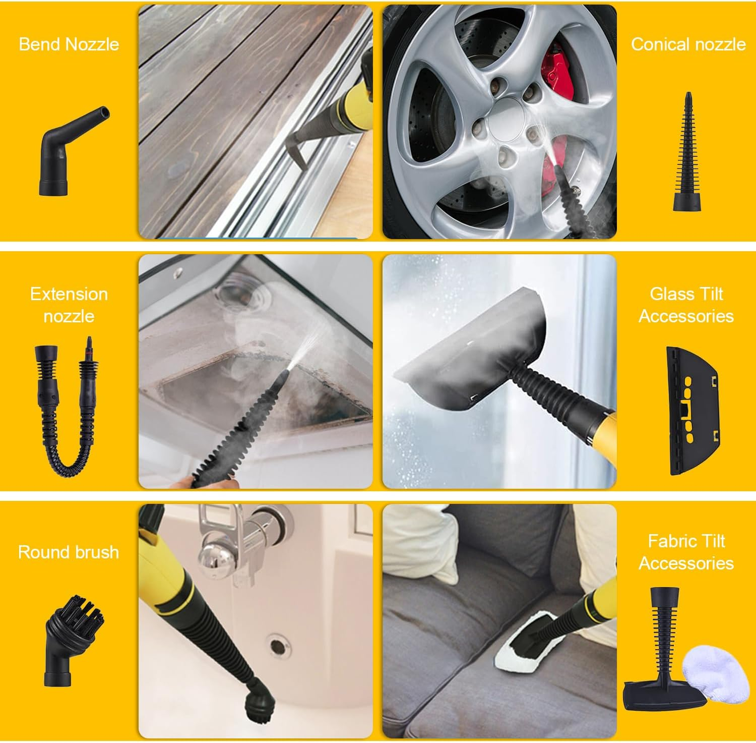 Pressurized Handheld Steam Cleaner, Multipurpose Portable Steam Cleaningfor Cleaning, Car, Bathroom, Shower, Upholstery, Grout, Window, Grime, Grease image number 4