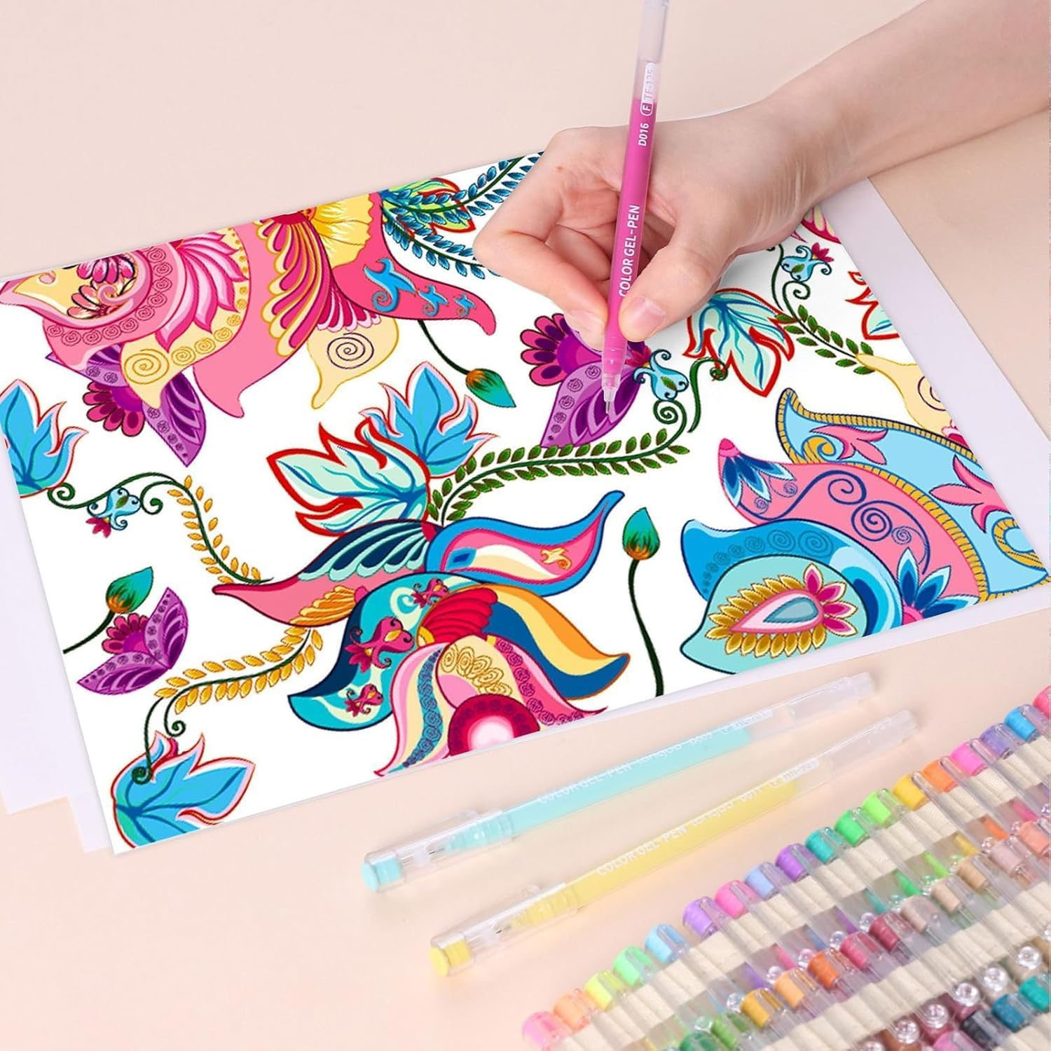 168Pcs Gel Pens Set, 162 Colors Gel Pens for Adult Coloring Books with Exquisite Transparent Storage Bag, 0.6Mm Fine Point Quick-Drying Ink for Coloring & Writing, Journaling & Office image number 3